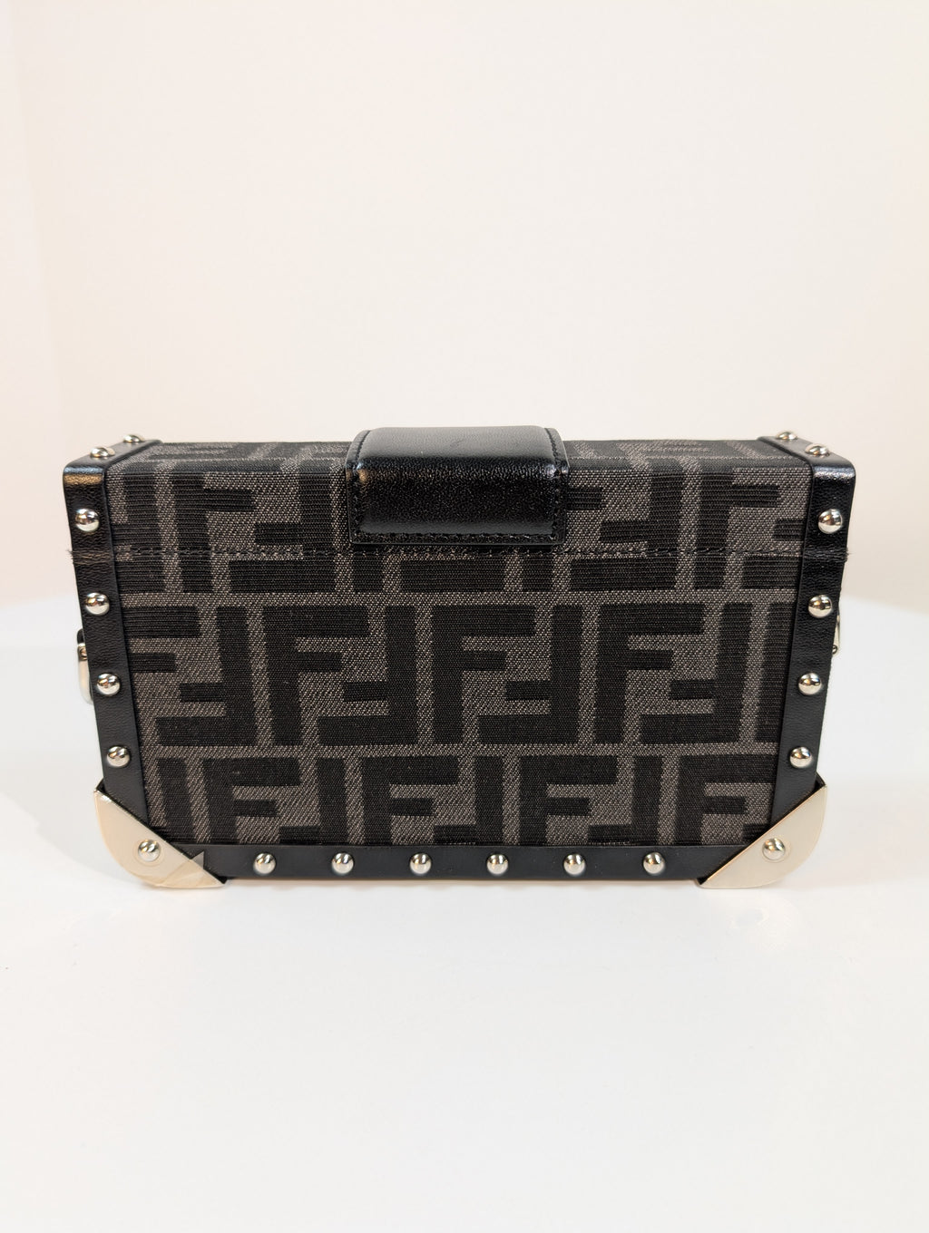 Fendi Black Baguette Trunk Mini in FF Jacquard Canvas with Rare Fendi Strap