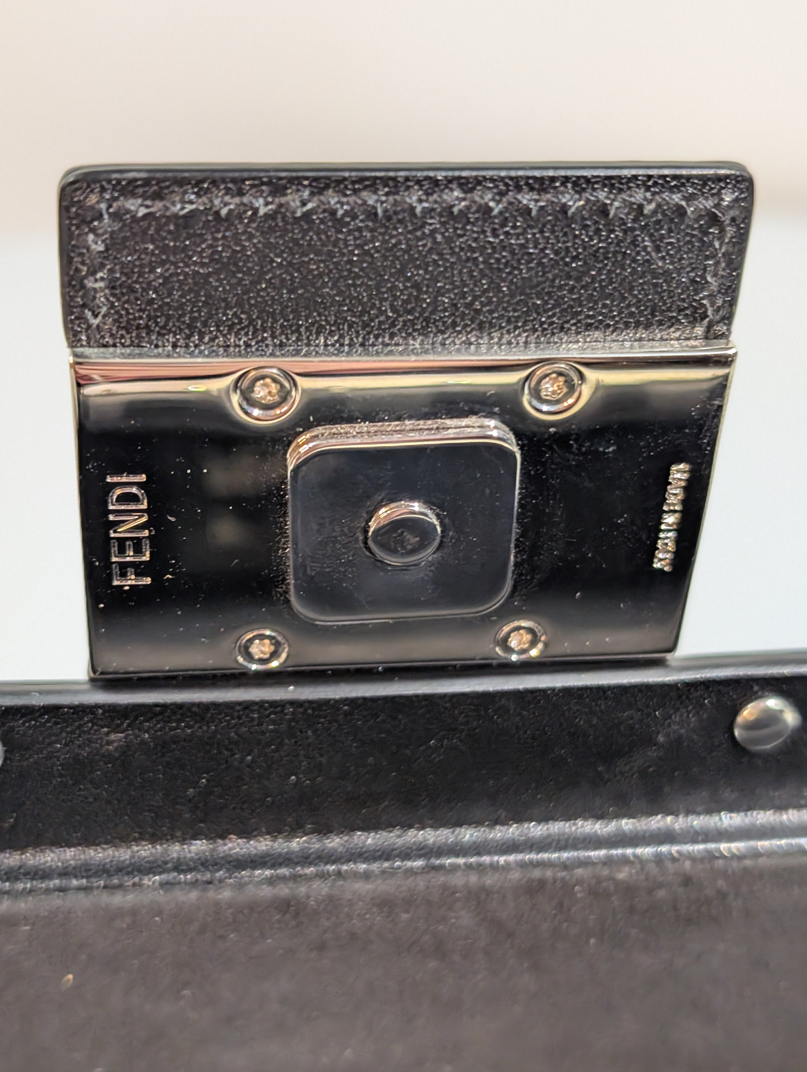 Fendi Black Baguette Trunk Mini in FF Jacquard Canvas with Rare Fendi Strap