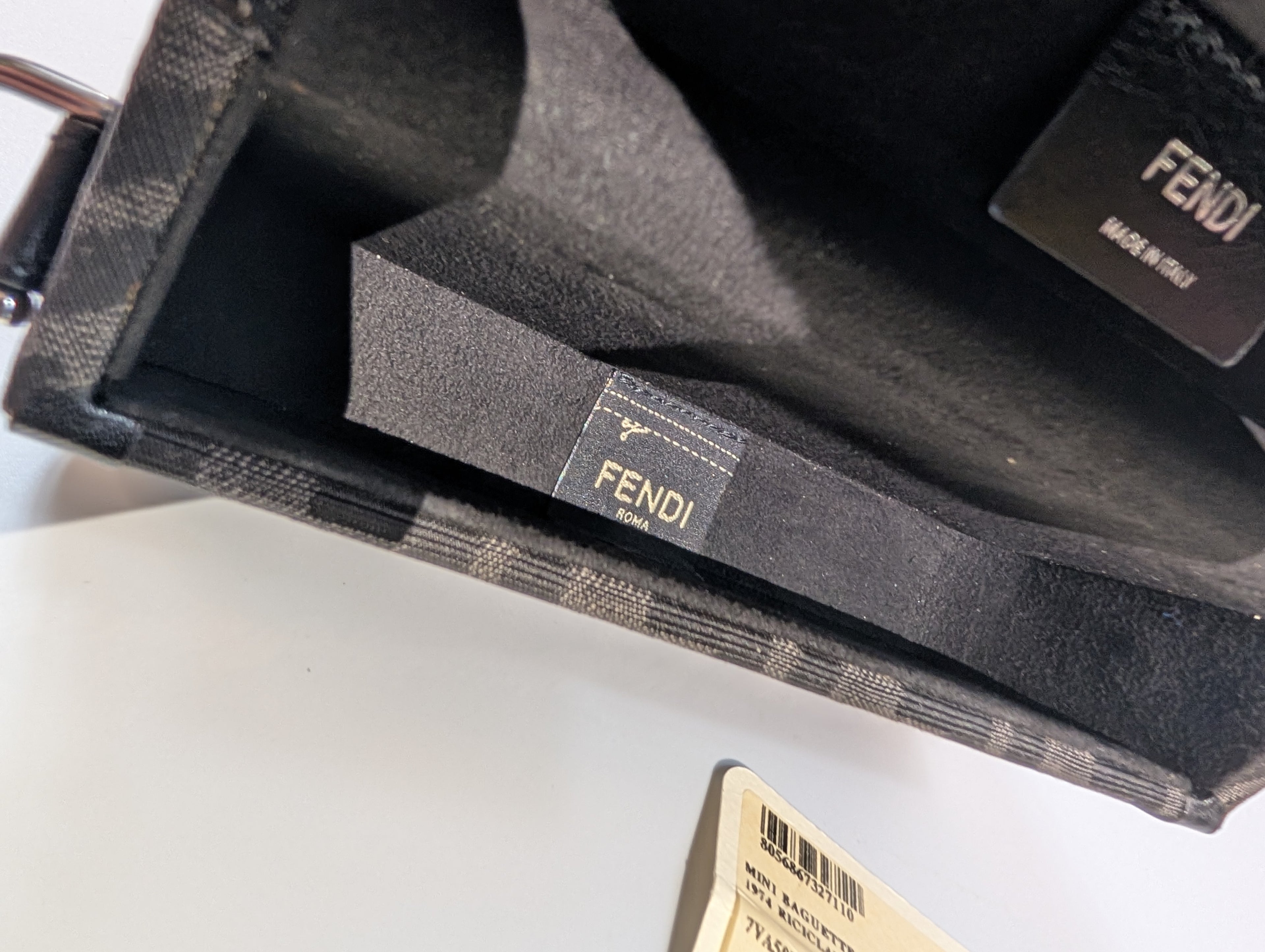 Fendi Black Baguette Trunk Mini in FF Jacquard Canvas with Rare Fendi Strap