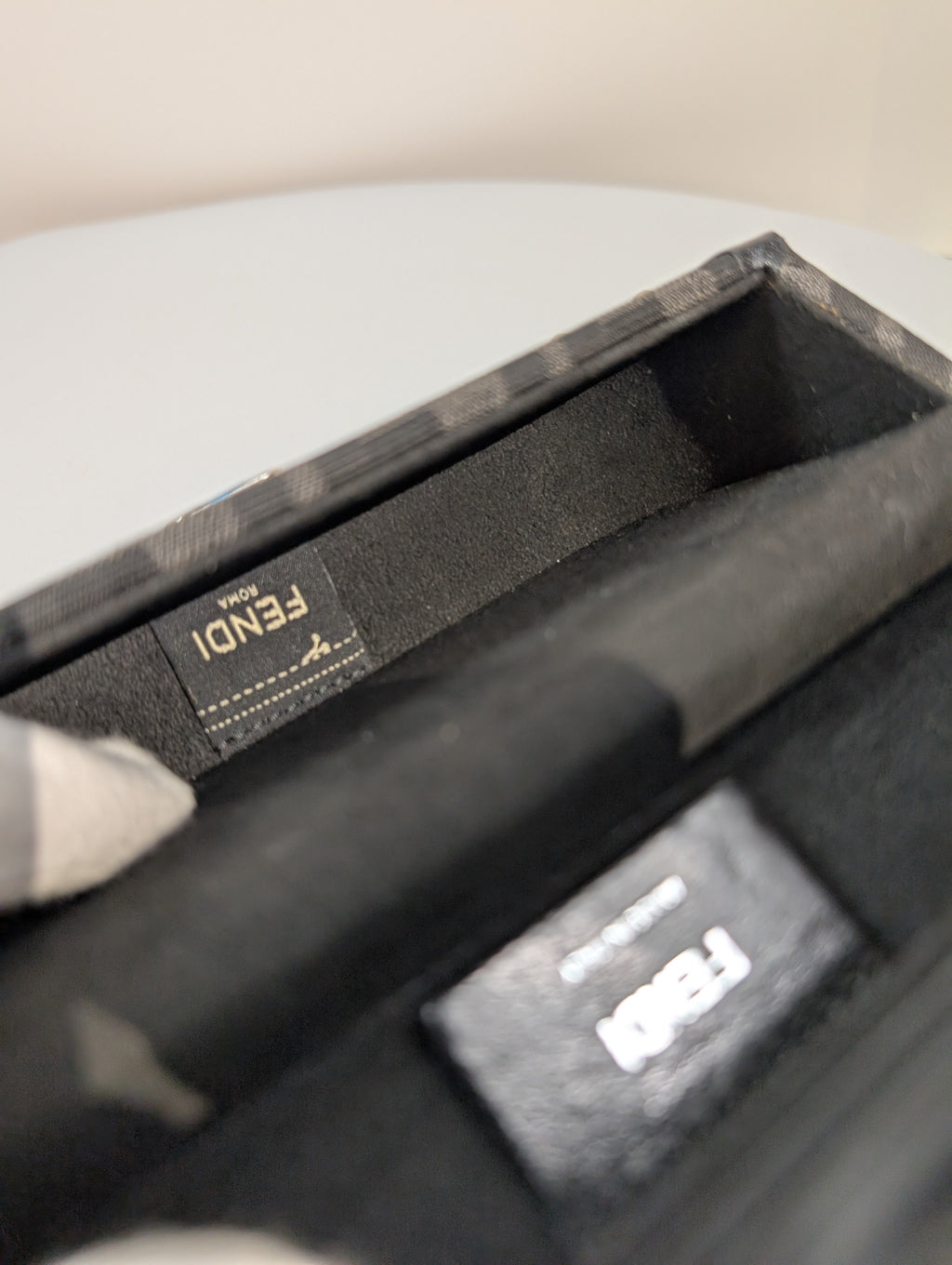 Fendi Black Baguette Trunk Mini in FF Jacquard Canvas with Rare Fendi Strap