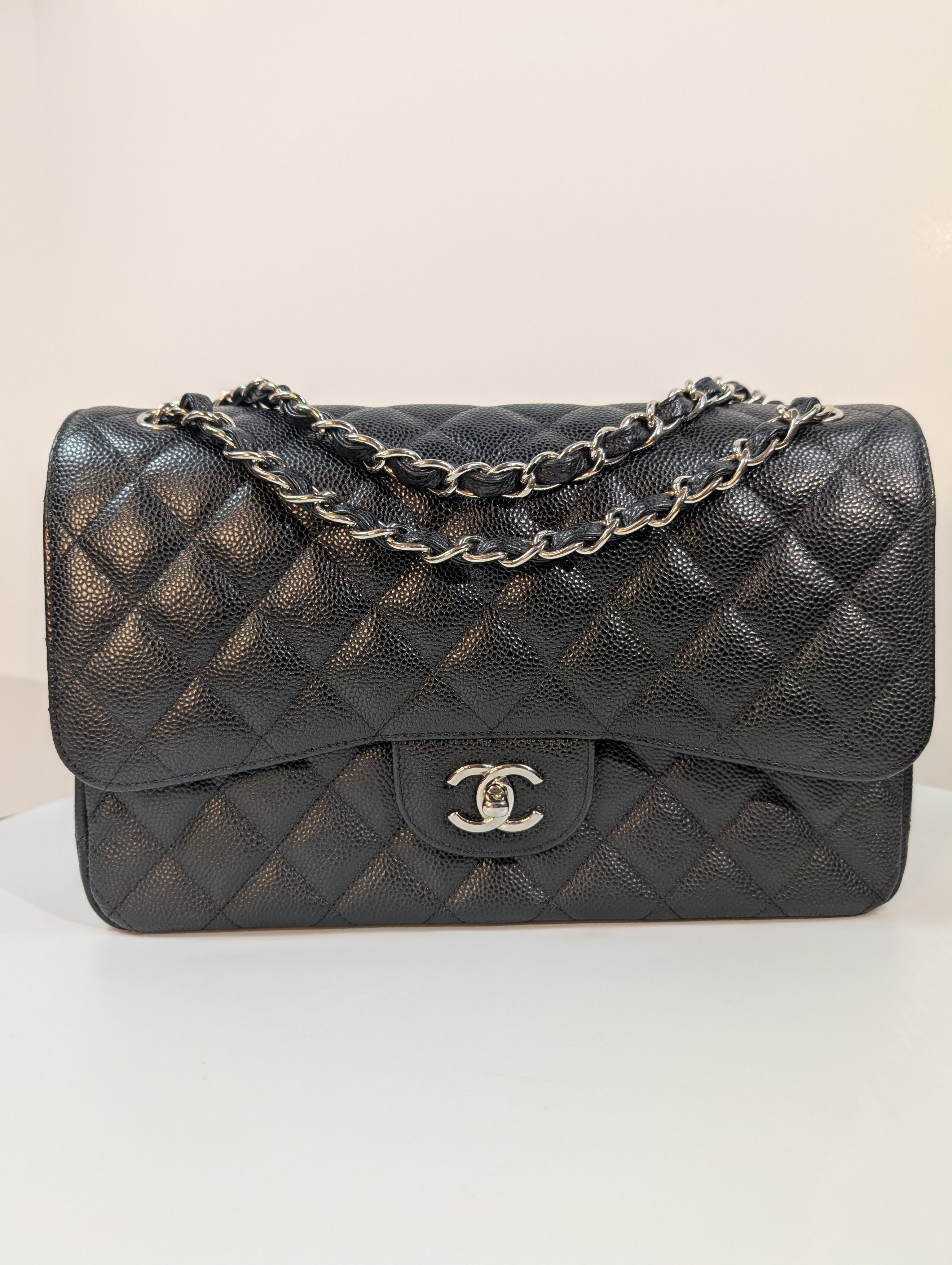 Chanel Black Caviar Classic Jumbo Double Flap