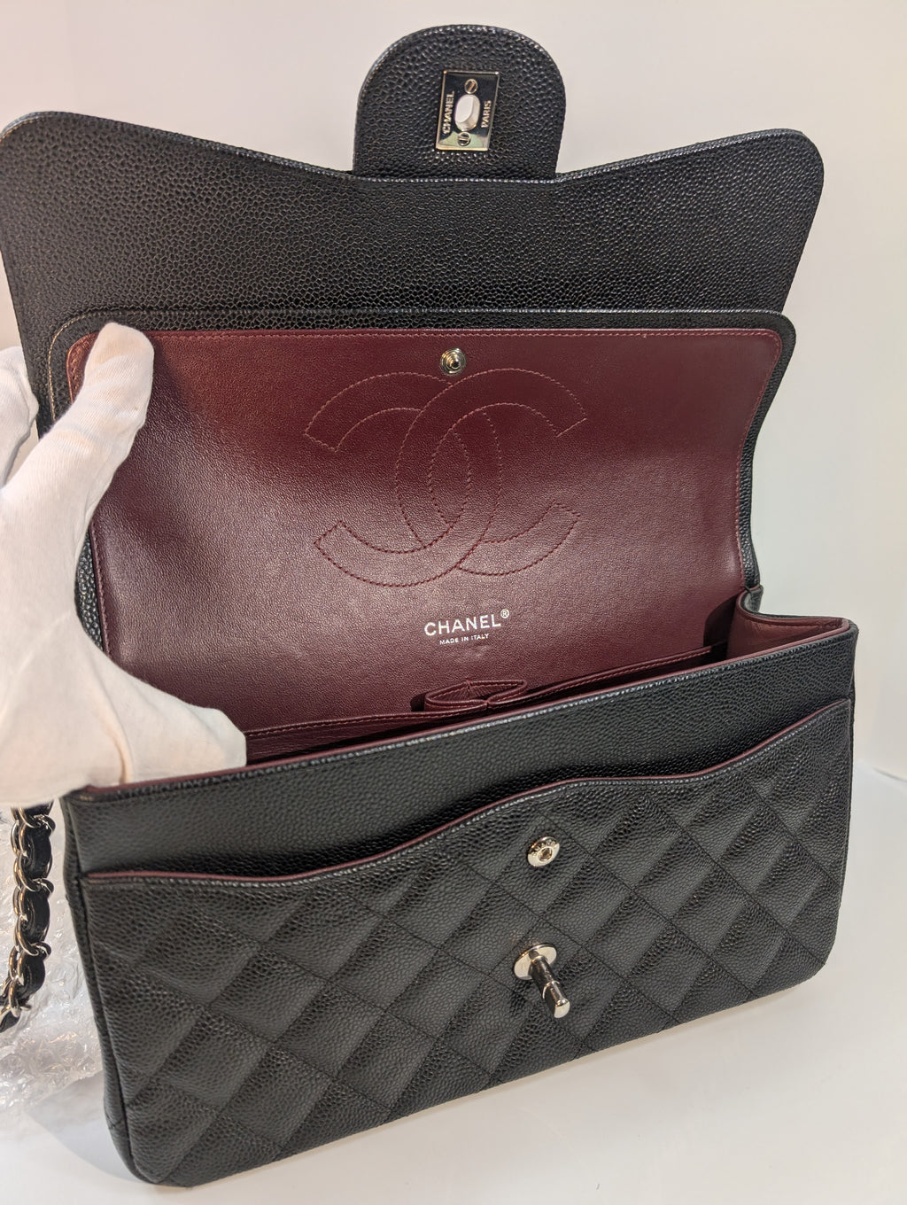 Chanel Black Caviar Classic Jumbo Double Flap