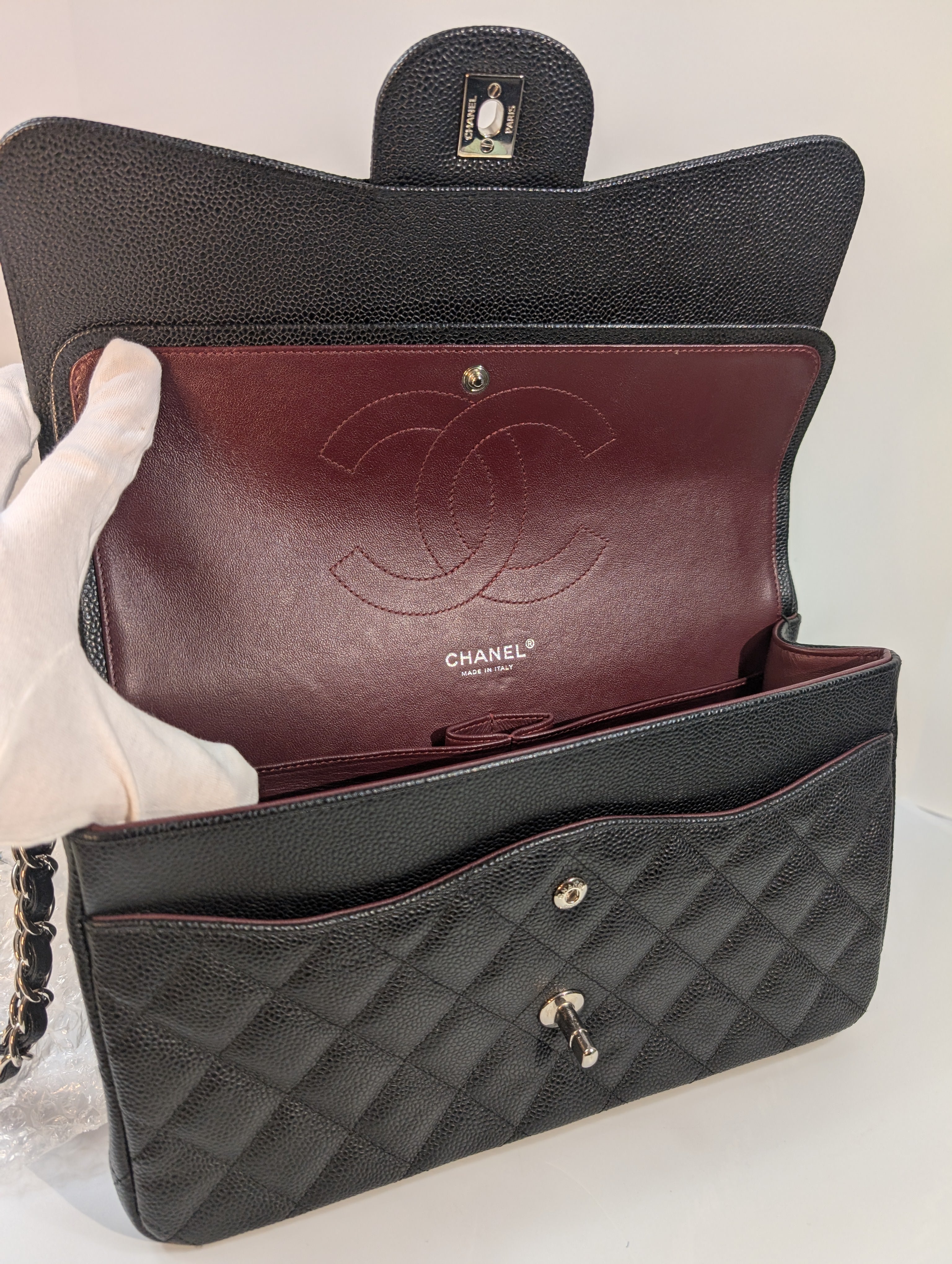 Chanel Black Caviar Classic Jumbo Double Flap