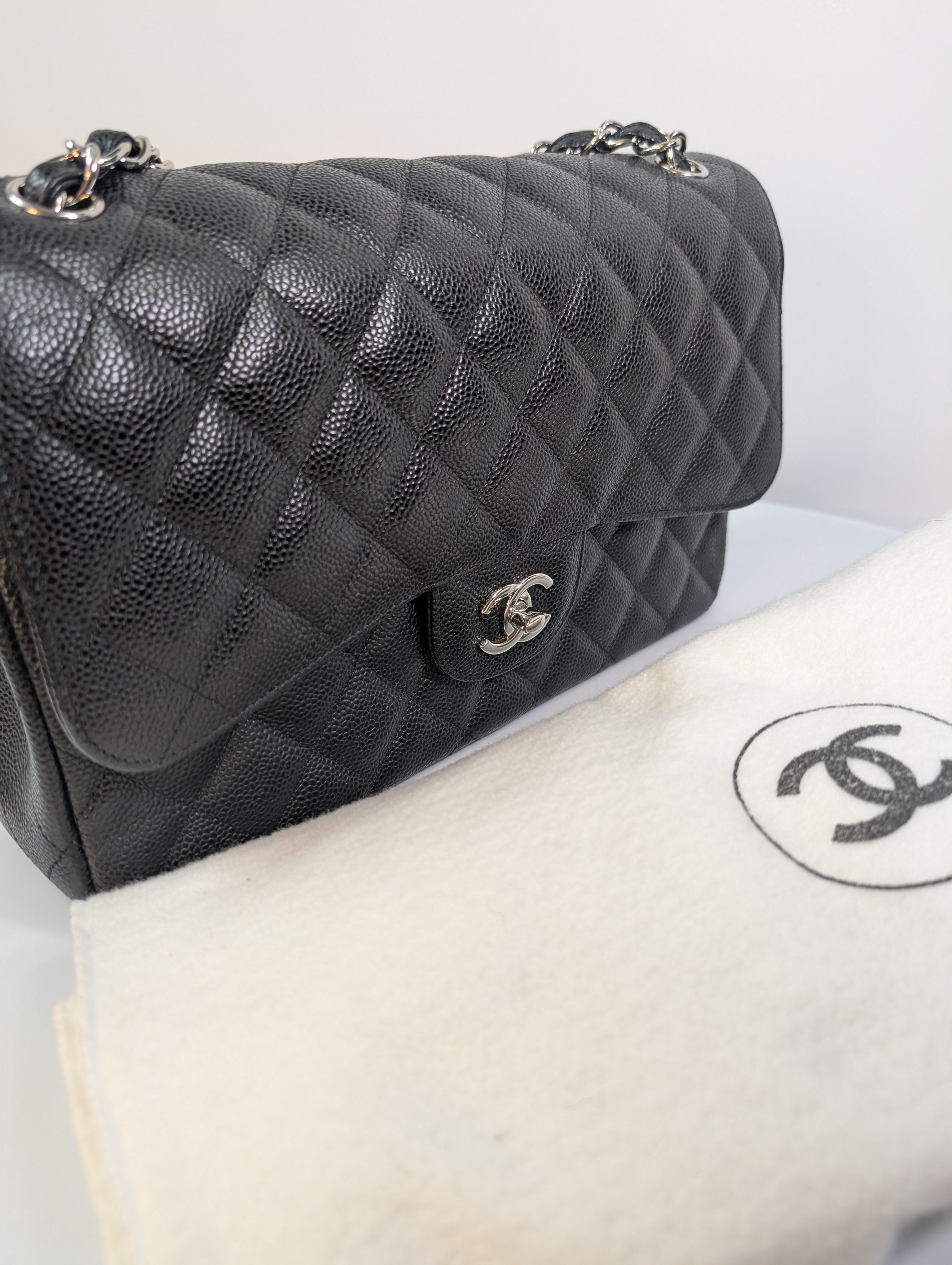 Chanel Black Caviar Classic Jumbo Double Flap