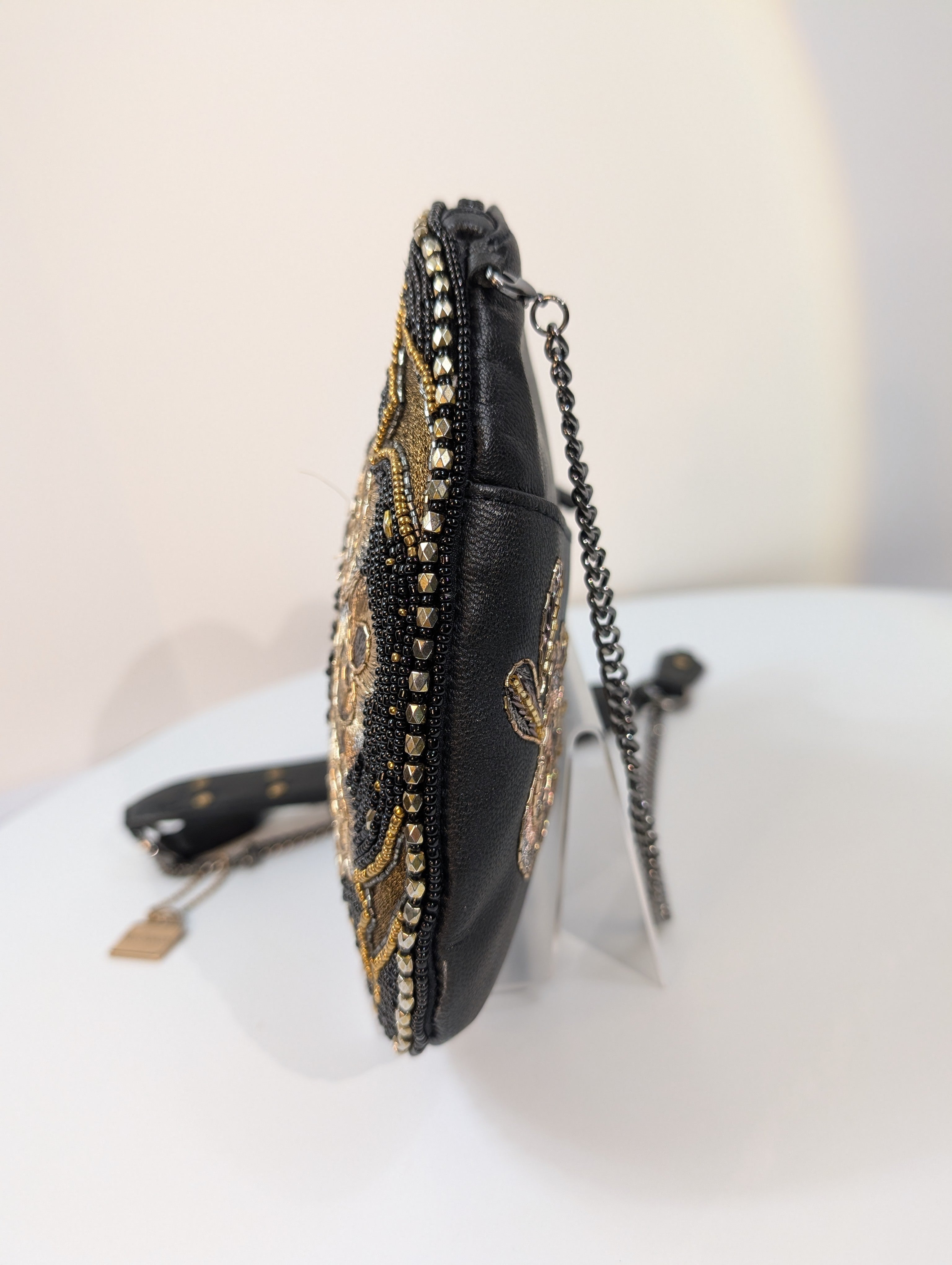 Mary Frances Black and Gold "Rockstar" Beaded Guitar Handbag