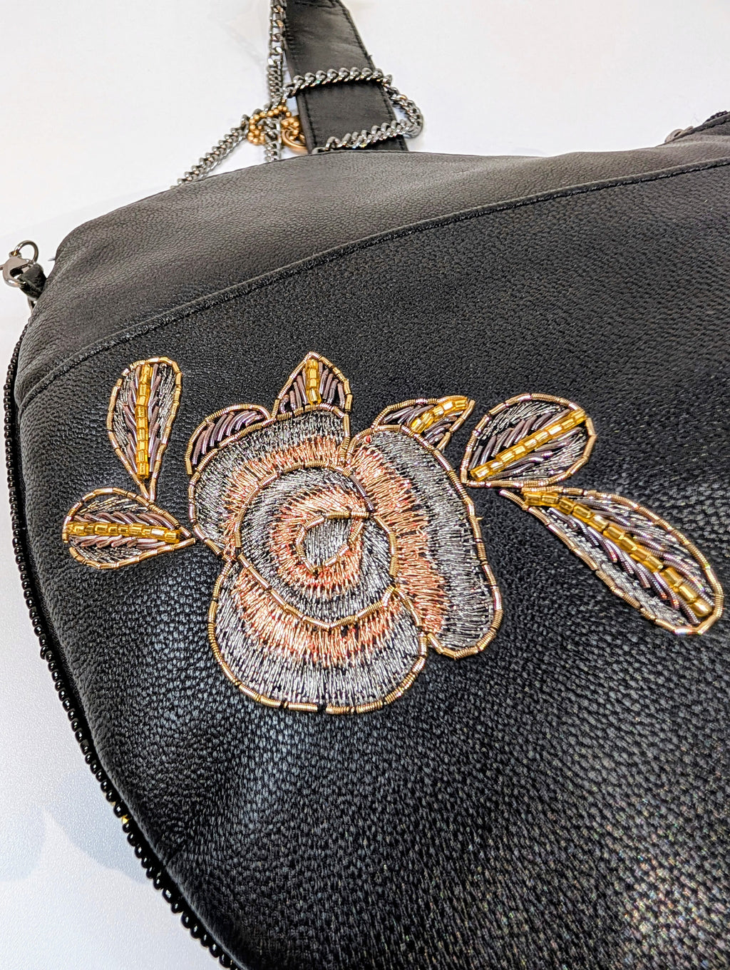 Mary Frances Black and Gold "Rockstar" Beaded Guitar Handbag