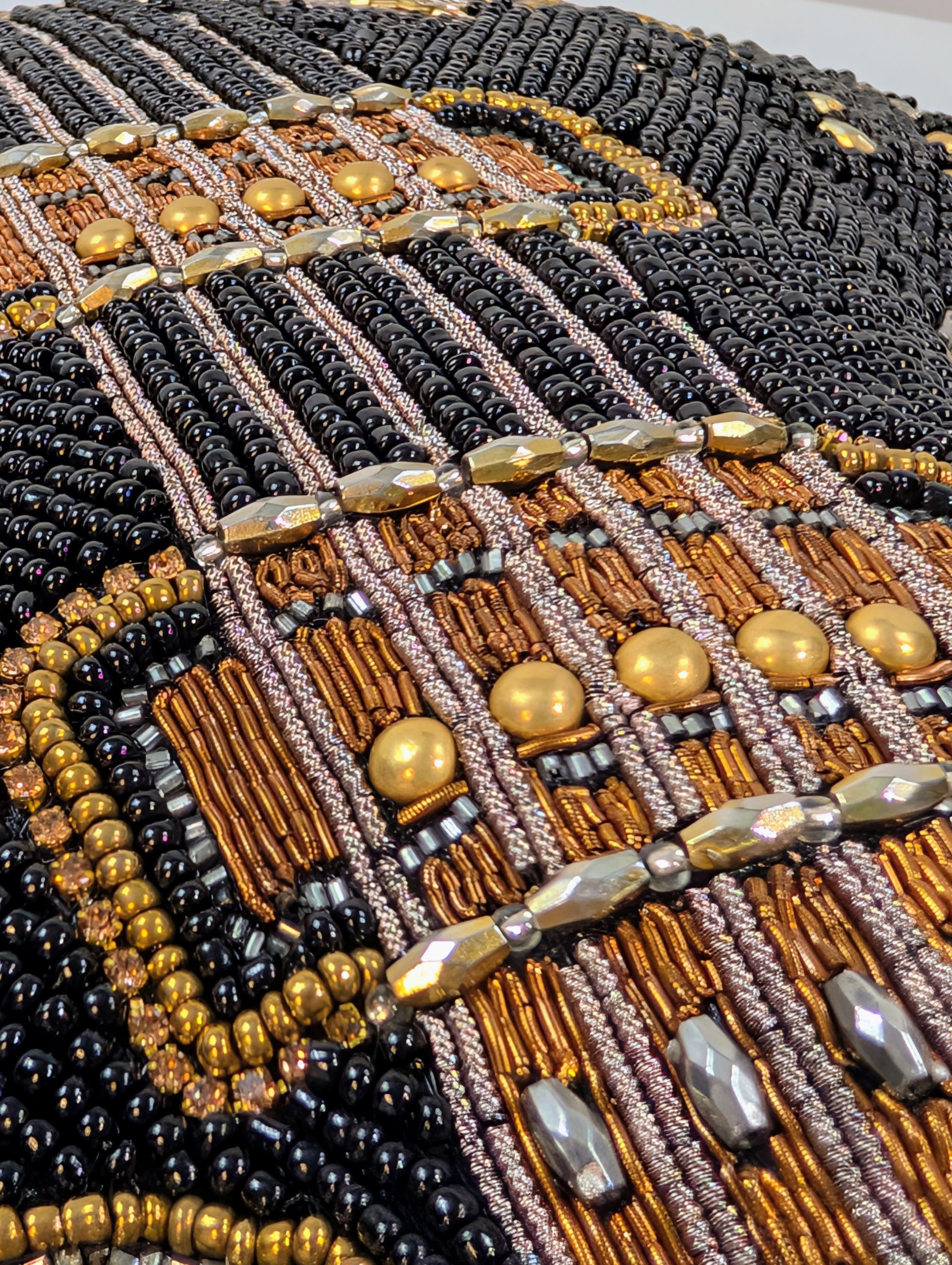 Mary Frances Black and Gold "Rockstar" Beaded Guitar Handbag