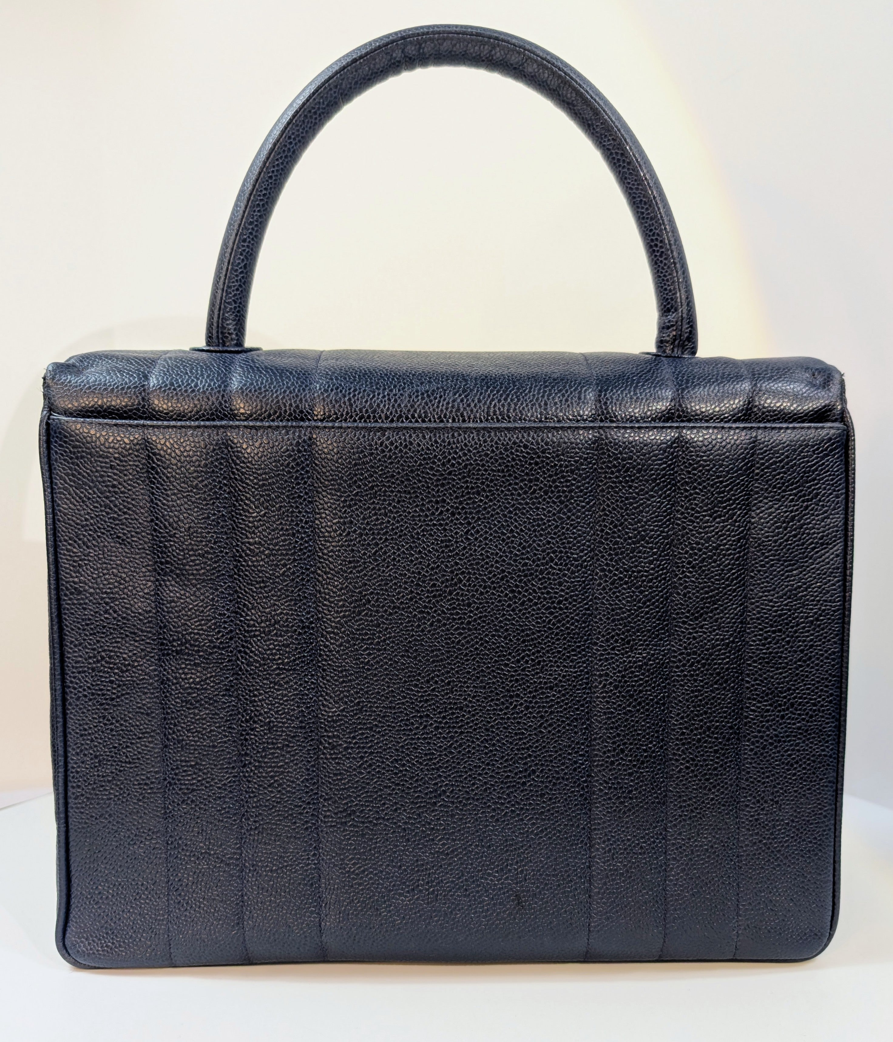 Chanel Rare Vintage Dark Blue Vertical Caviar Mademoiselle Kelly