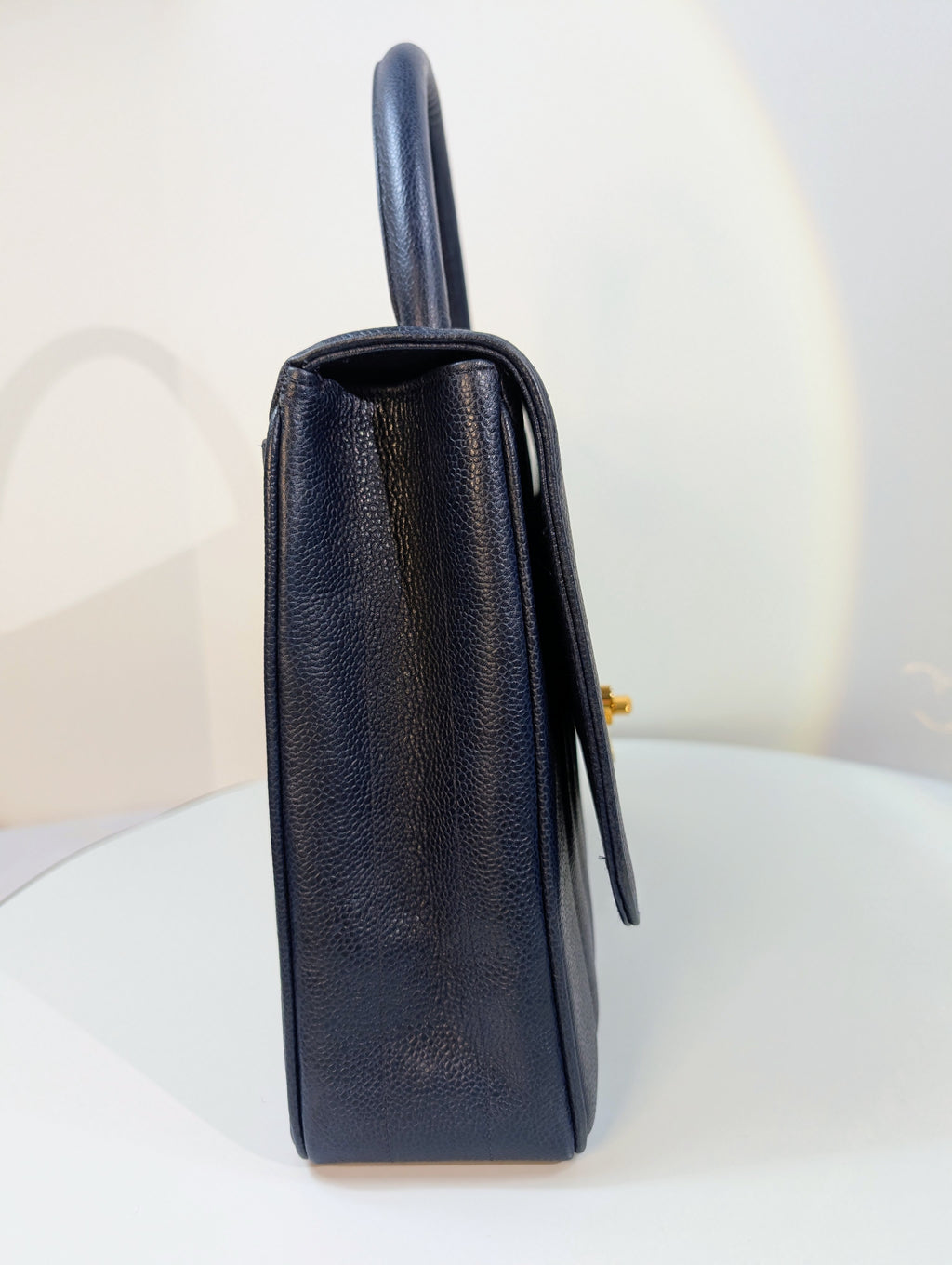 Chanel Rare Vintage Dark Blue Vertical Caviar Mademoiselle Kelly