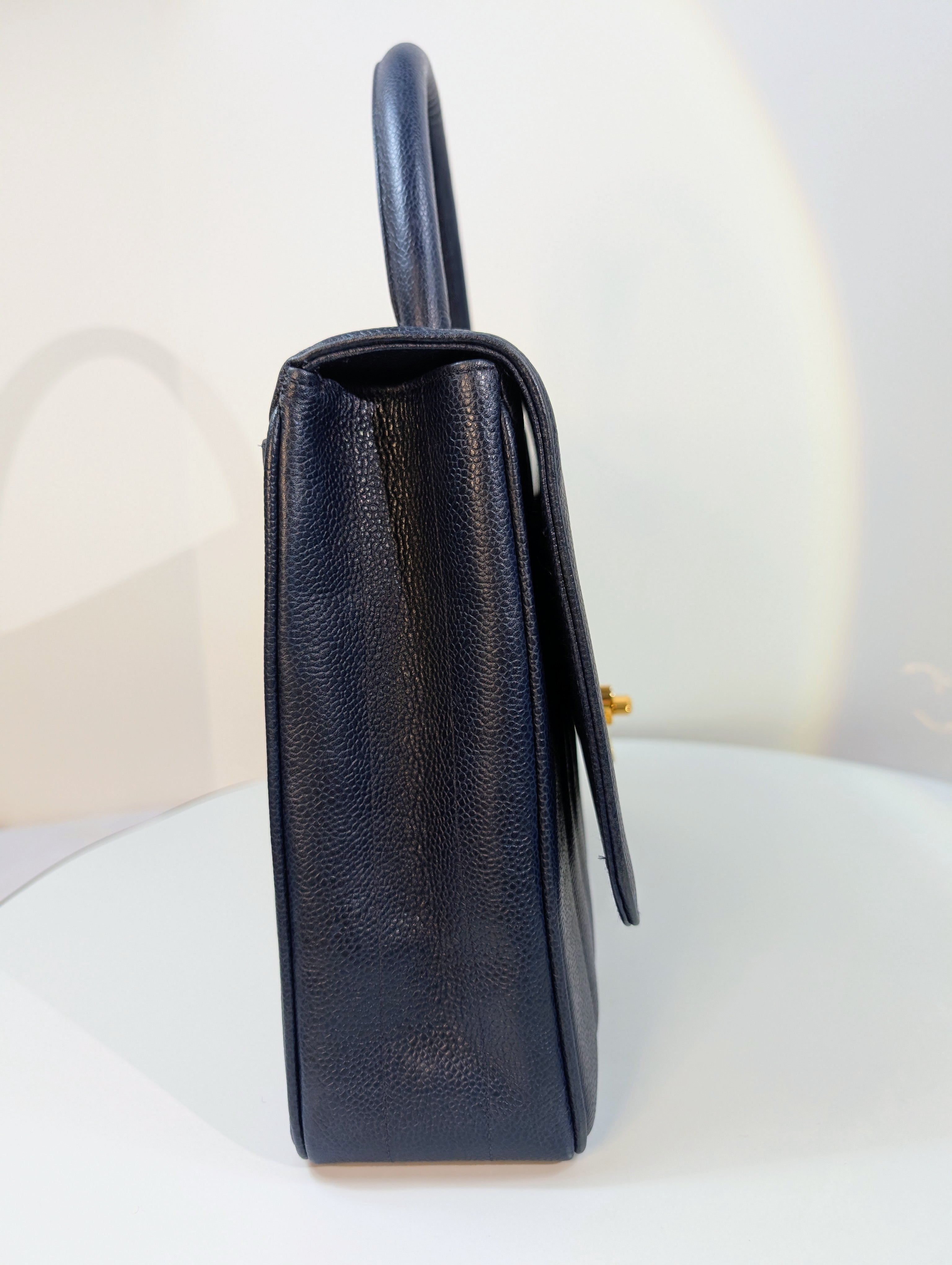 Chanel Rare Vintage Dark Blue Vertical Caviar Mademoiselle Kelly