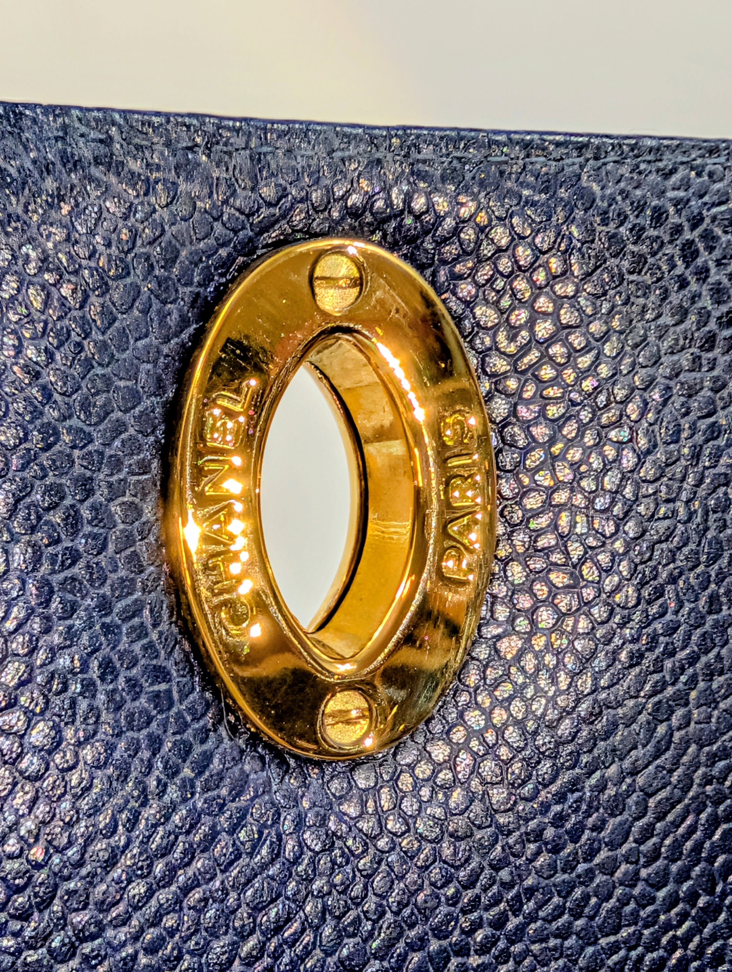 Chanel Rare Vintage Dark Blue Vertical Caviar Mademoiselle Kelly