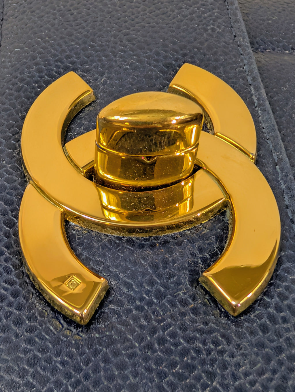 Chanel Rare Vintage Dark Blue Vertical Caviar Mademoiselle Kelly
