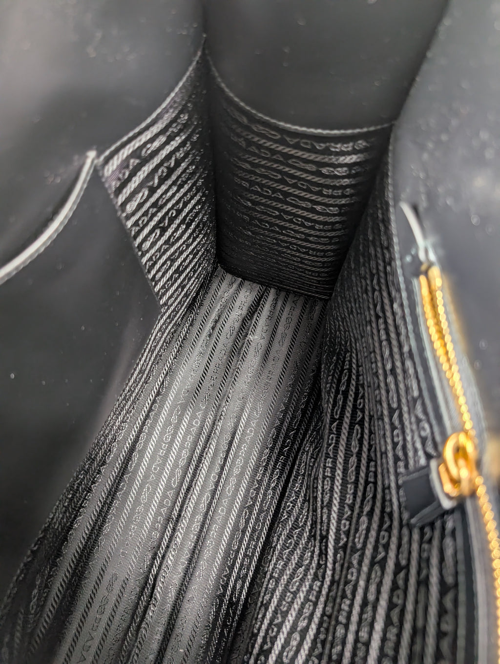 Prada Large Beige and Black Triangle Pattern Jacquard Tote Bag with Saffiano Leather Trim