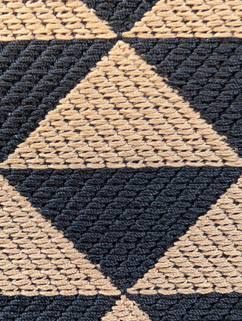 Prada Large Beige and Black Triangle Pattern Jacquard Tote Bag with Saffiano Leather Trim