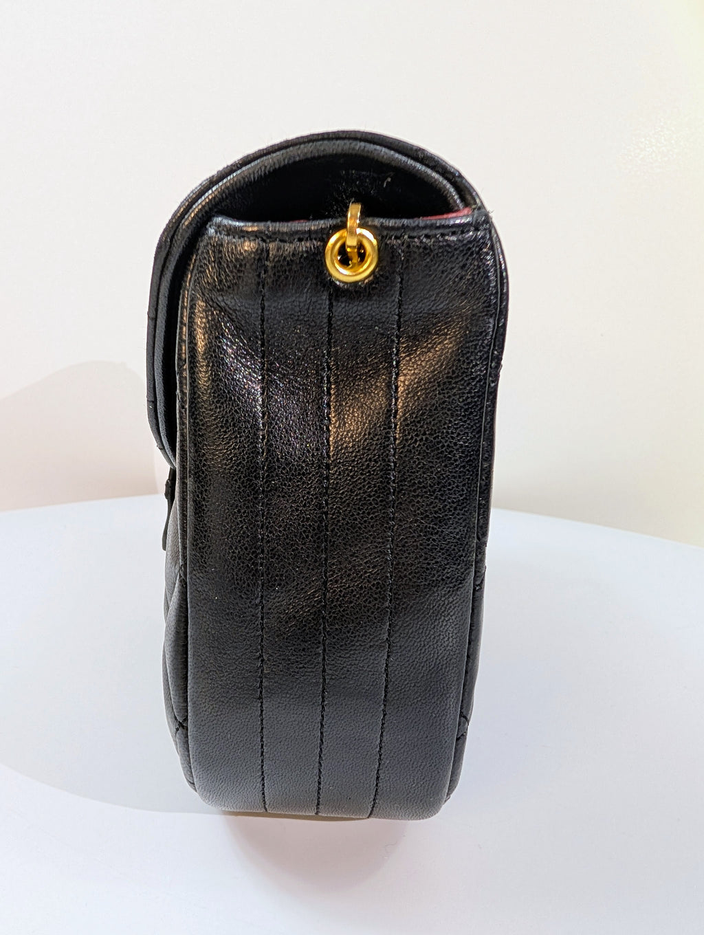 Chanel Vintage 0-Series Black Diana-Style Half Moon Flap Bag