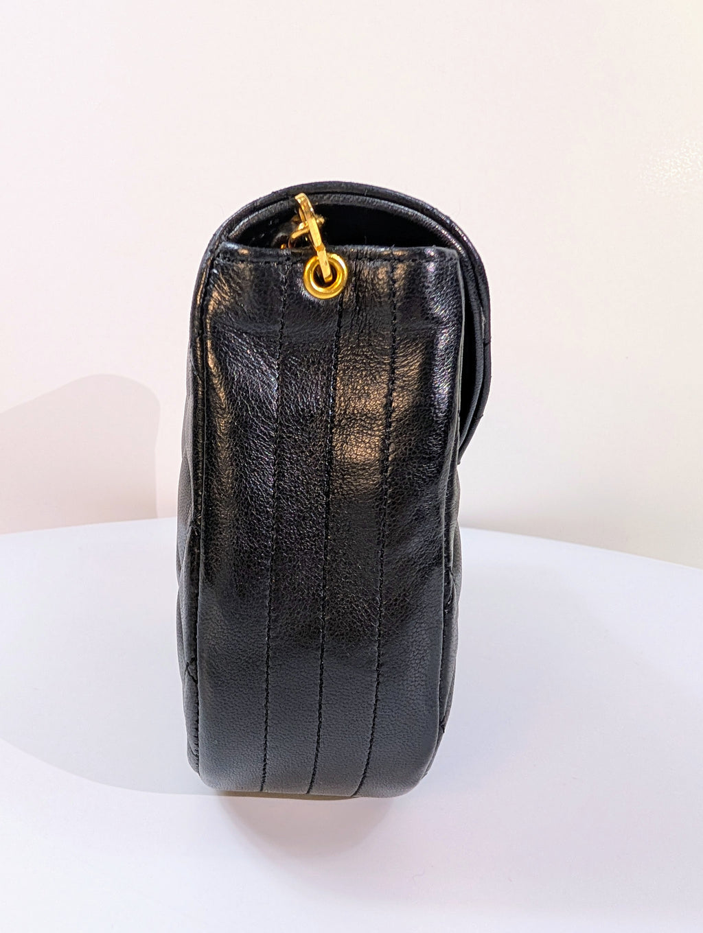 Chanel Vintage 0-Series Black Diana-Style Half Moon Flap Bag