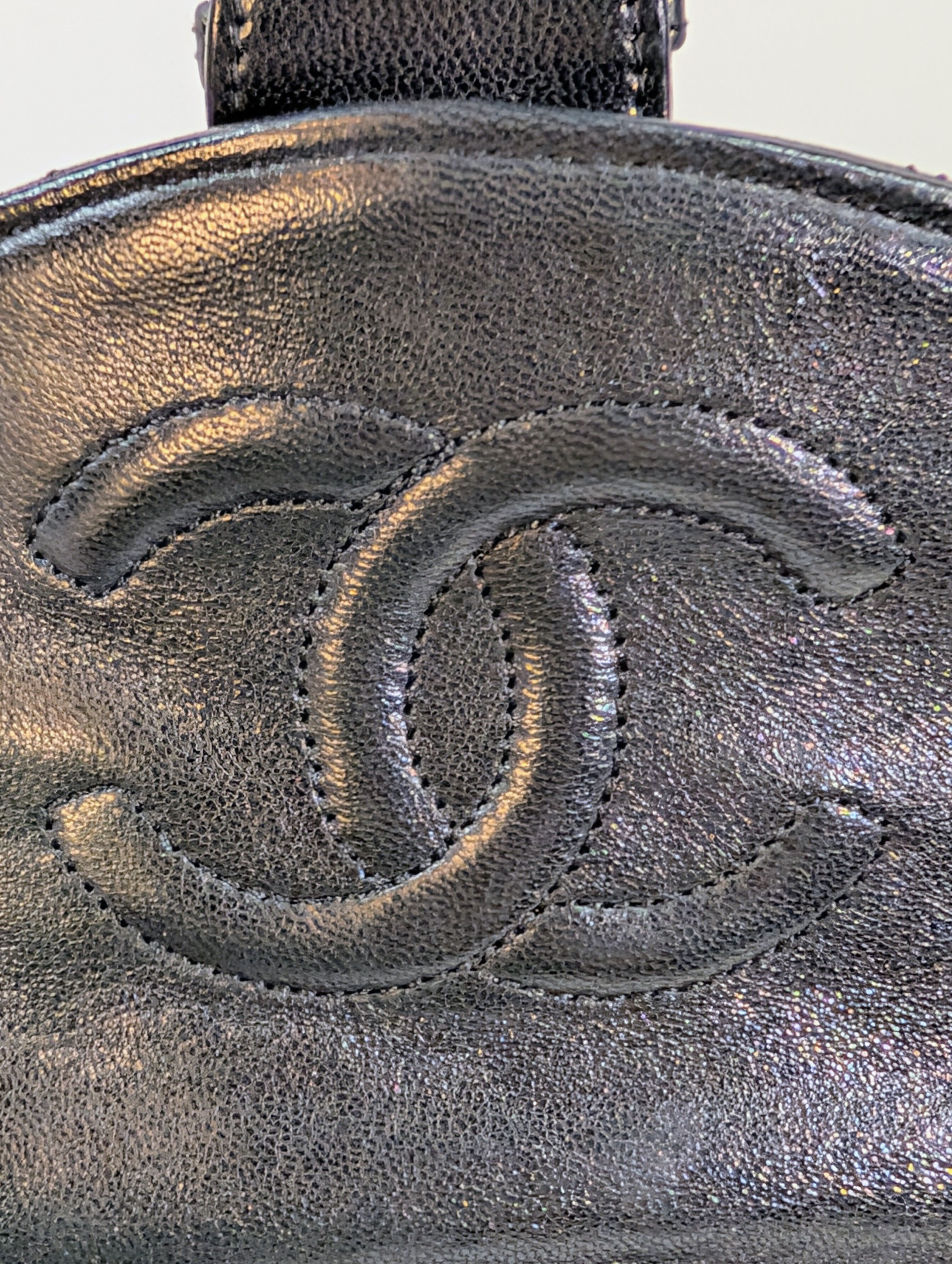 Chanel Vintage 0-Series Black Diana-Style Half Moon Flap Bag