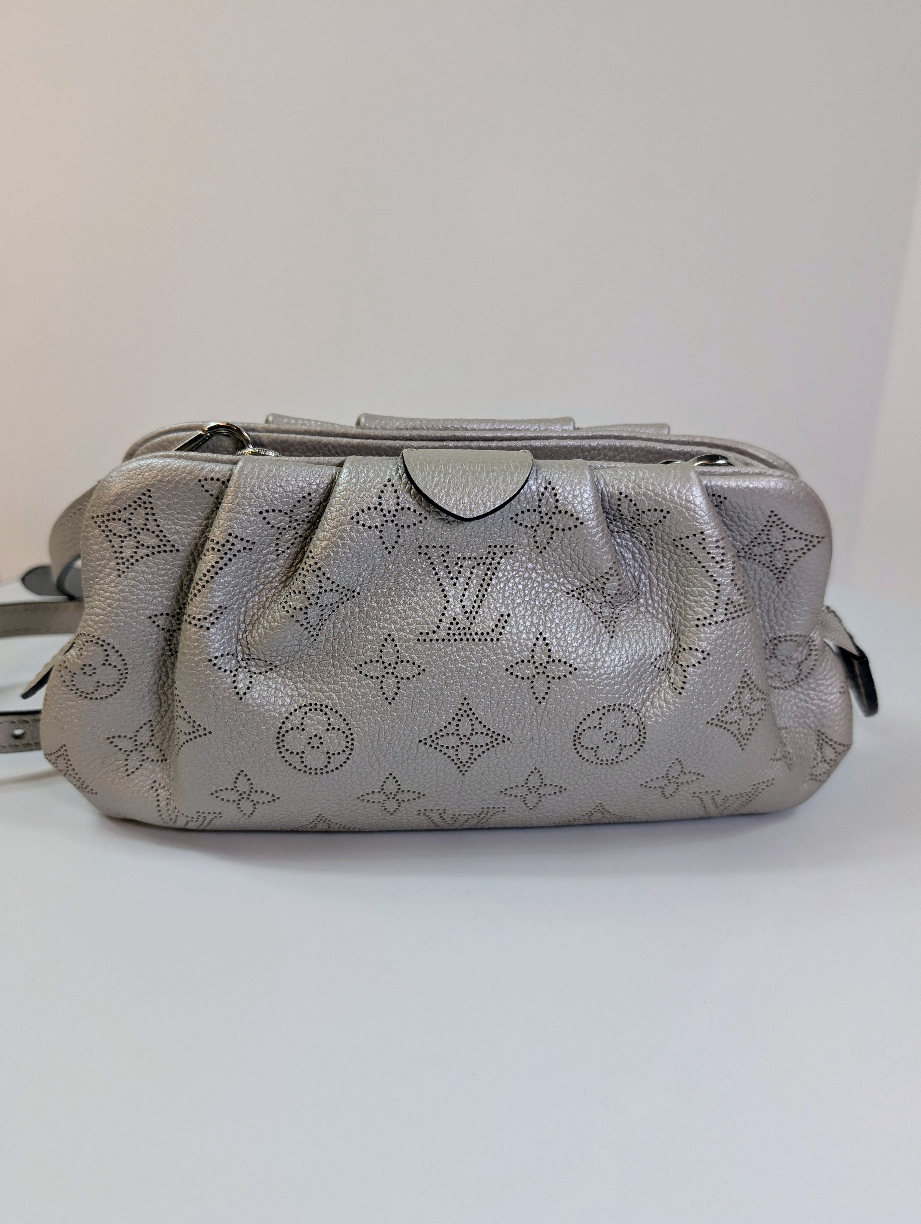 Louis Vuitton Mahina Amelia Shoulder Bag in Silver Perforated Leather