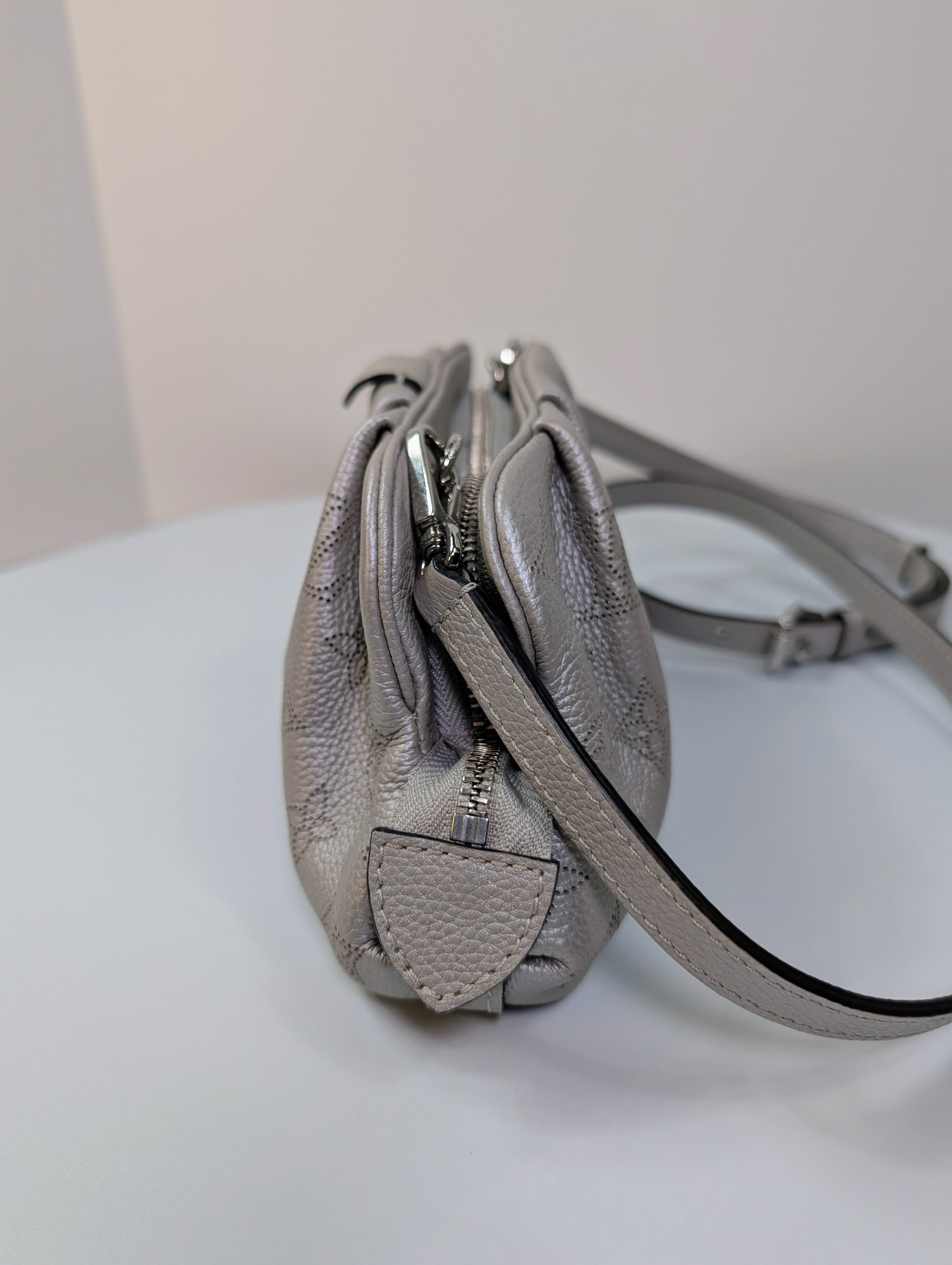 Louis Vuitton Mahina Amelia Shoulder Bag in Silver Perforated Leather