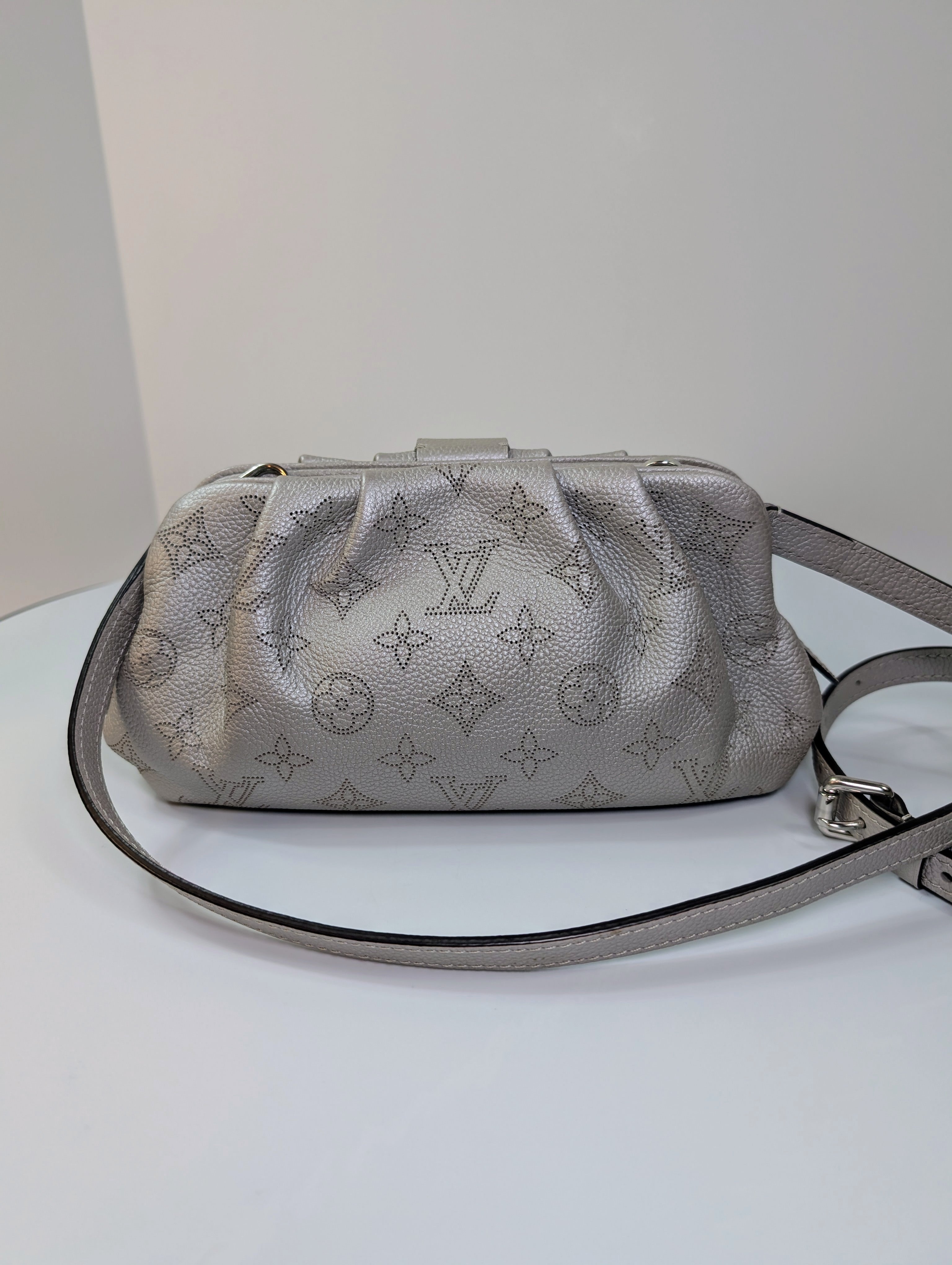 Louis Vuitton Mahina Amelia Shoulder Bag in Silver Perforated Leather