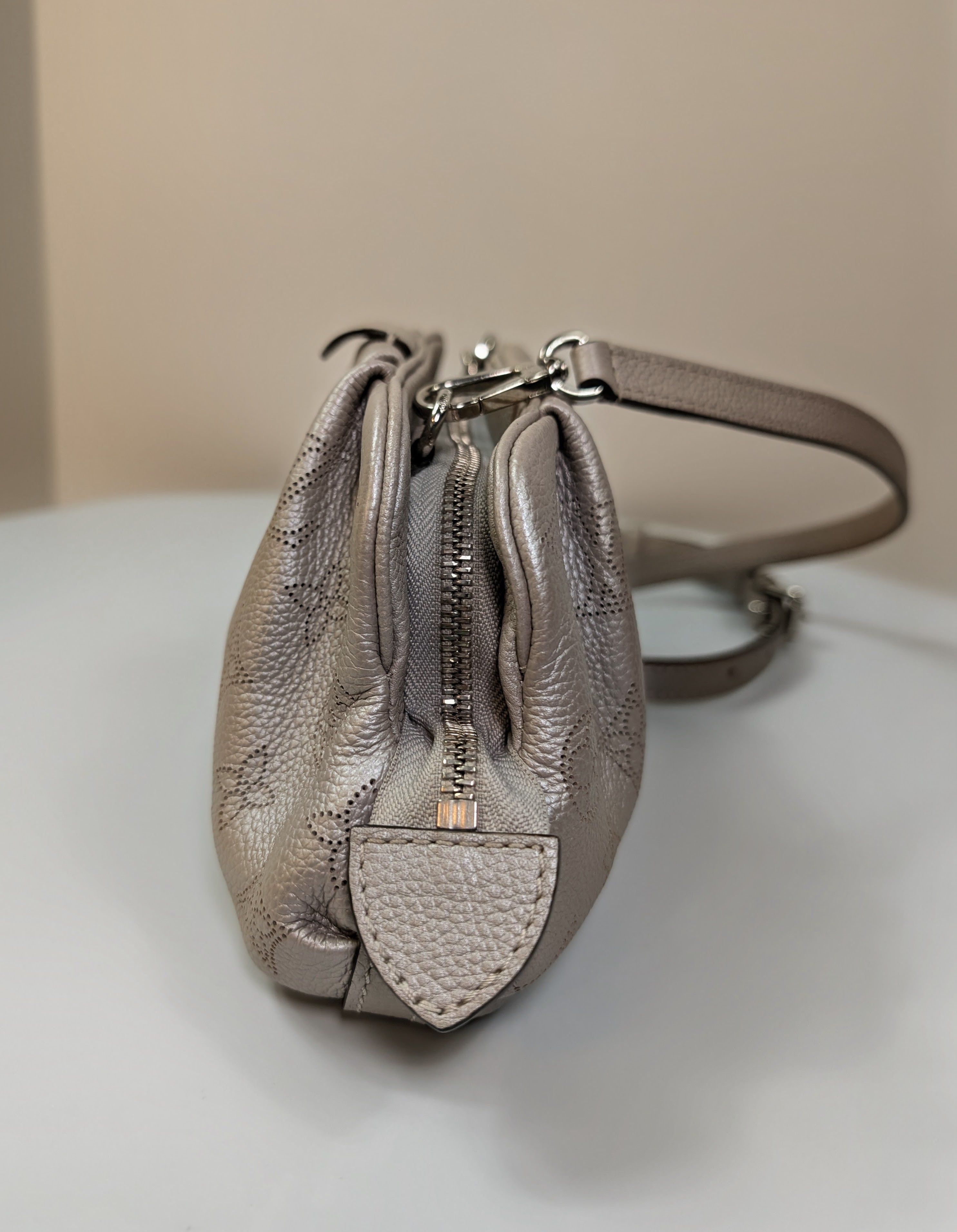 Louis Vuitton Mahina Amelia Shoulder Bag in Silver Perforated Leather