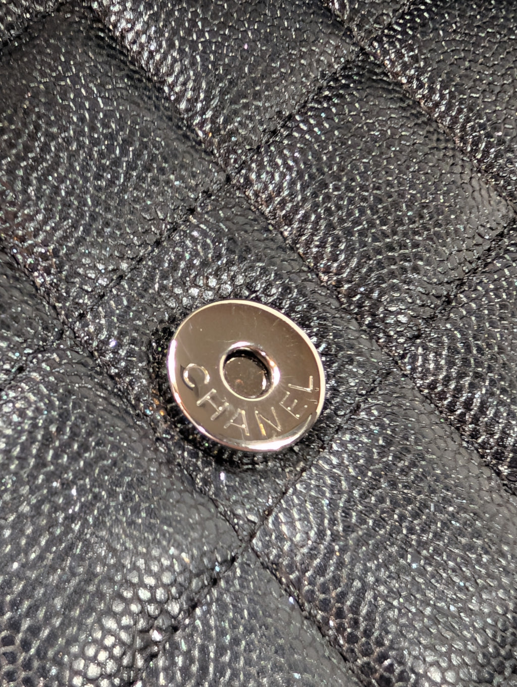 Chanel Very Rare "So Black" Quilted Caviar Leather Square Mini Flap Bag