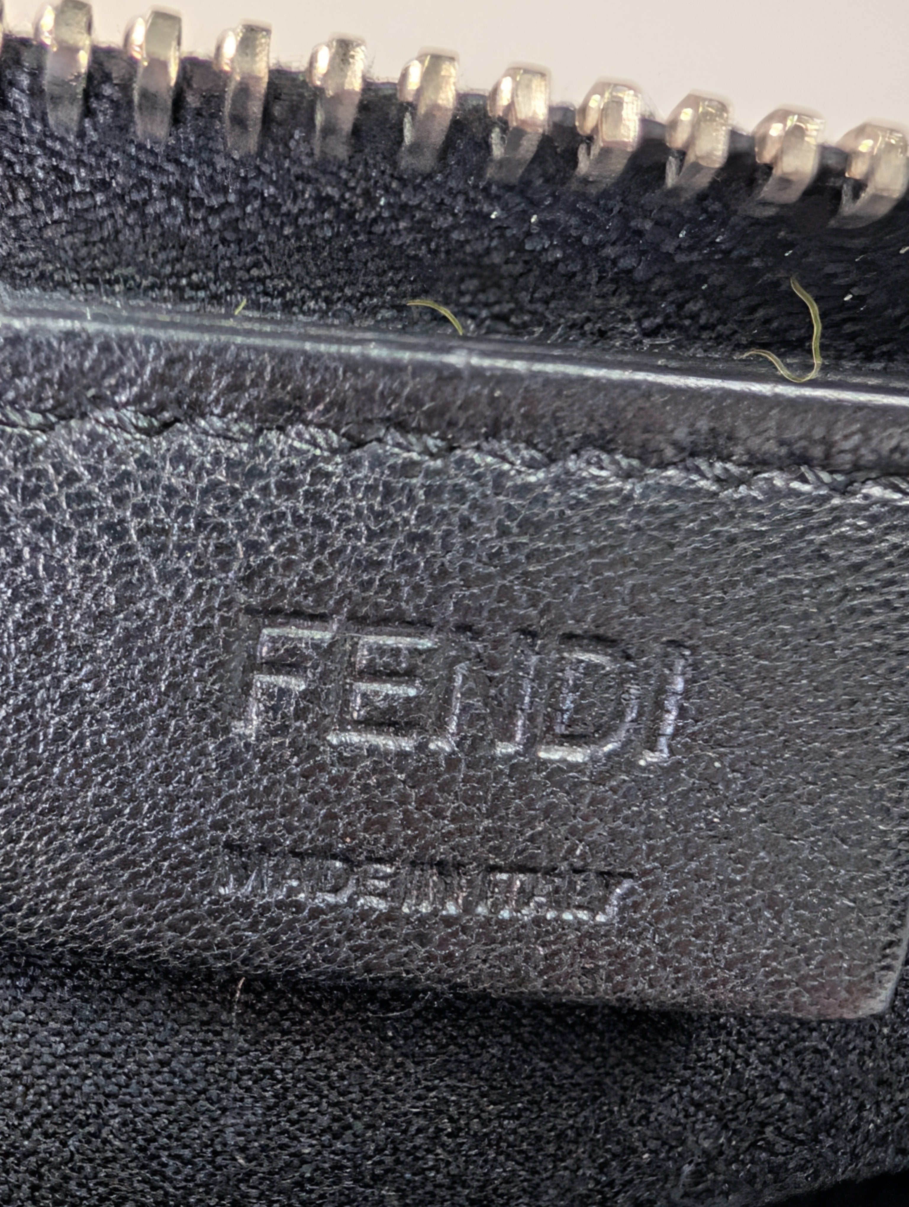 Fendi Bag Bugs Monster Eyes Black Leather Clutch with Fur, Python accents