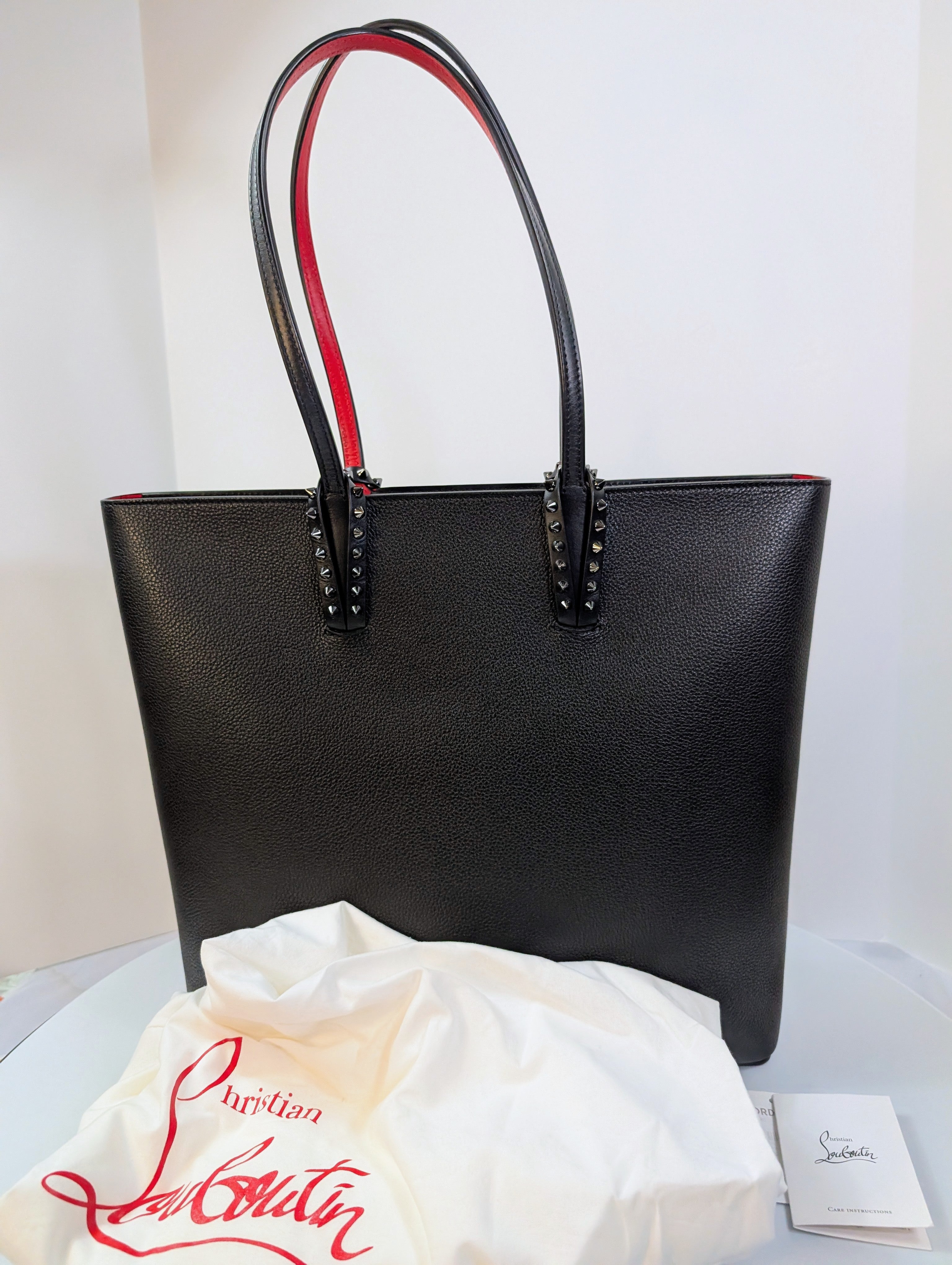 Christian Louboutin Black Grained Leather Cabata Tote Bag