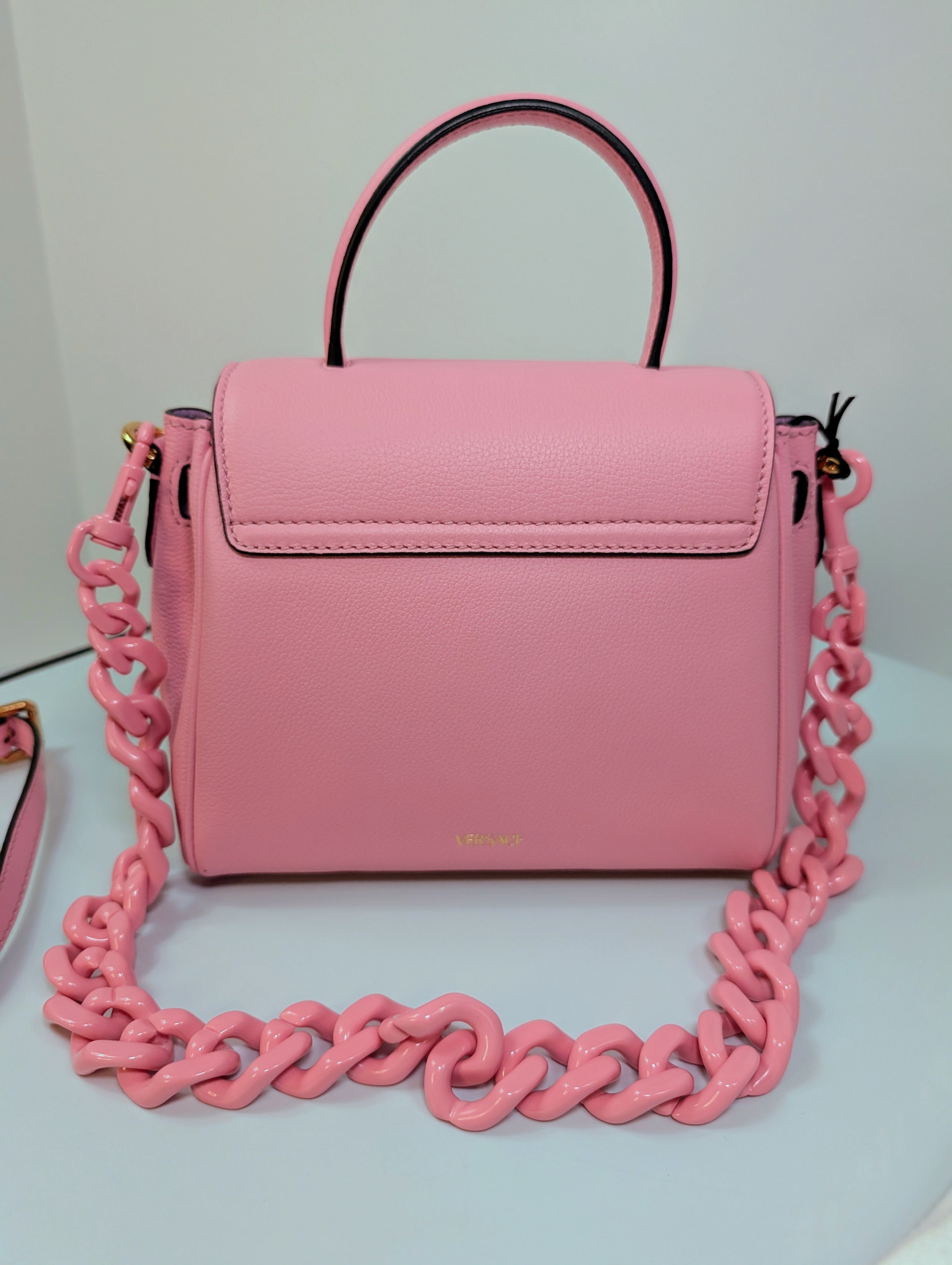 Versace La Medusa Pink Leather Mini Top Handle Bag