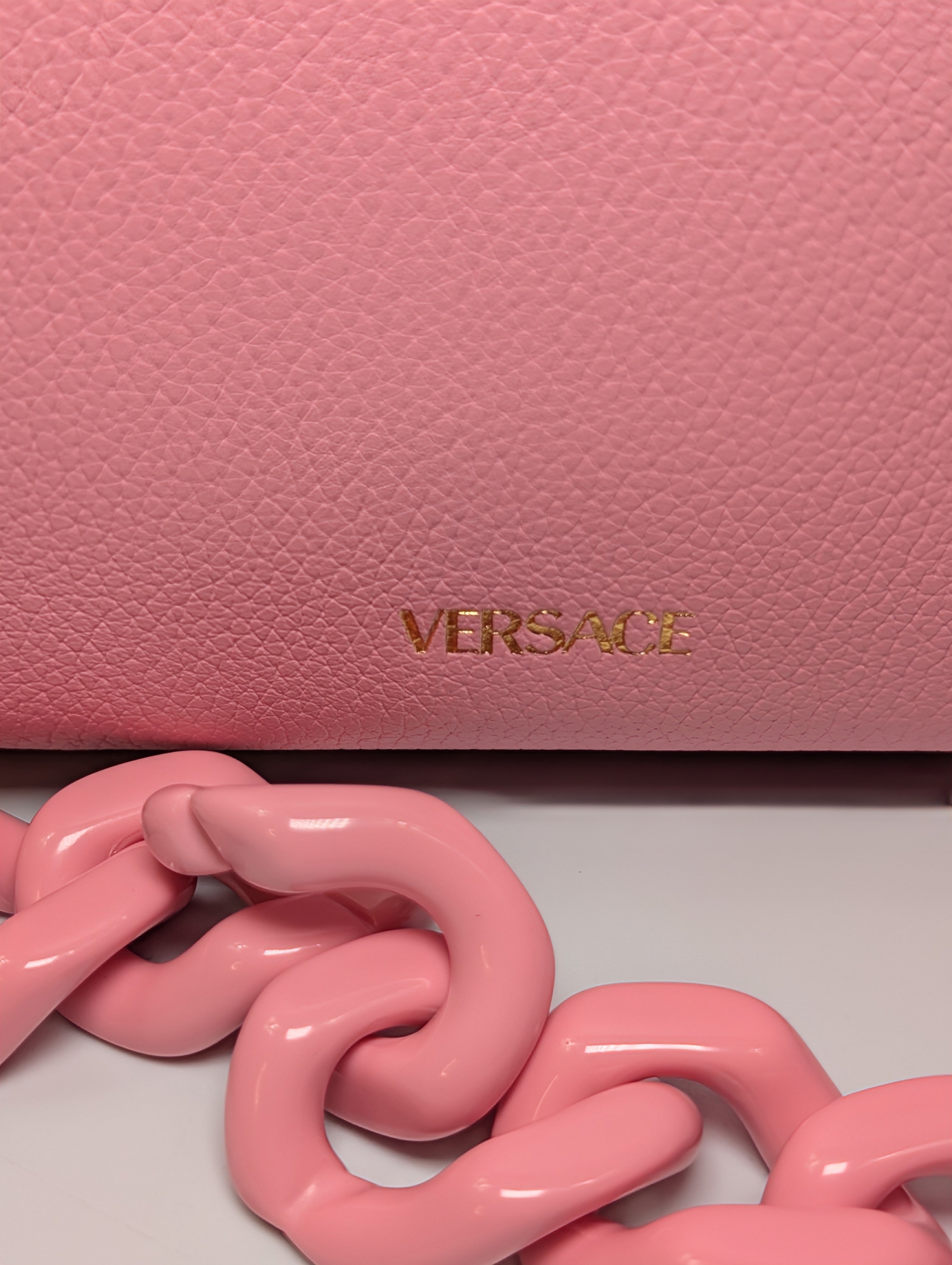 Versace La Medusa Pink Leather Mini Top Handle Bag