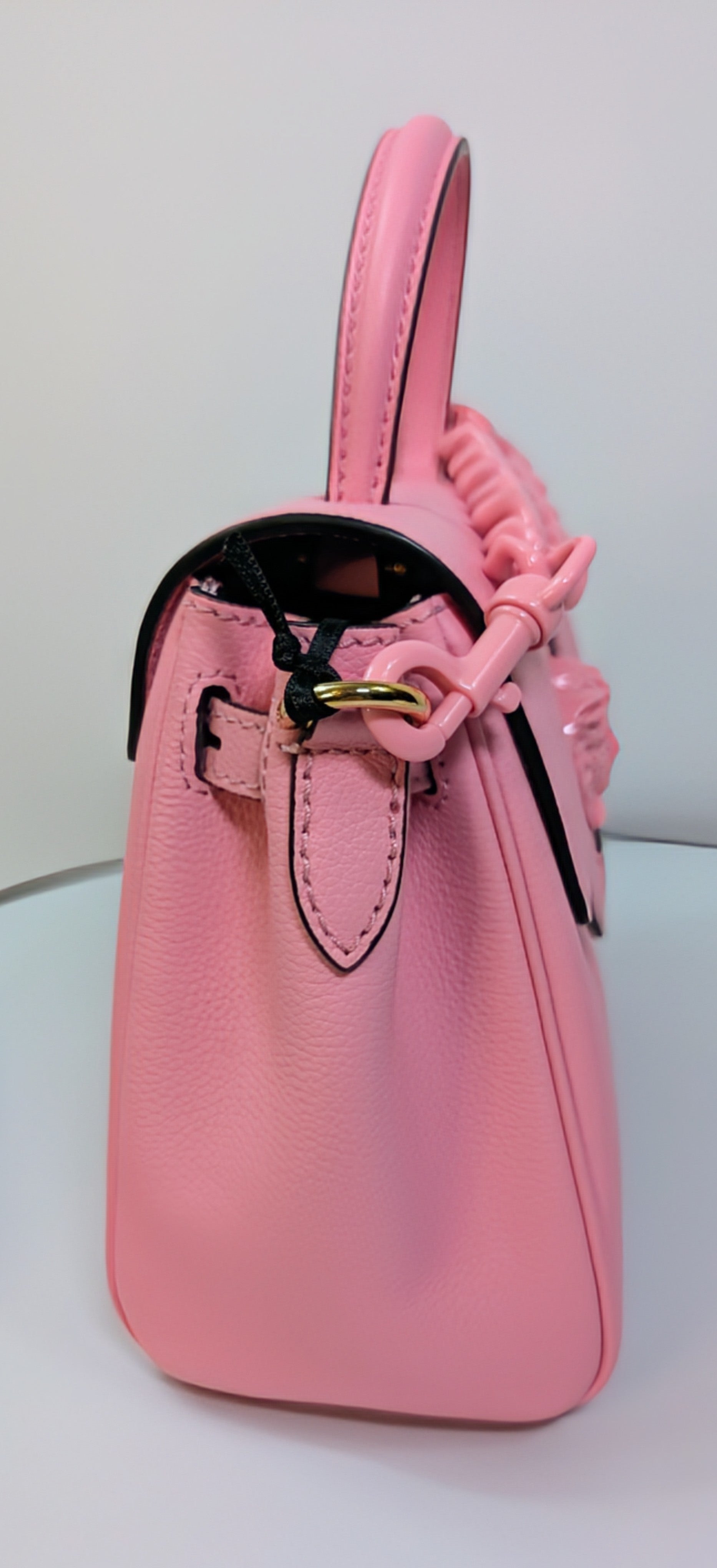 Versace La Medusa Pink Leather Mini Top Handle Bag