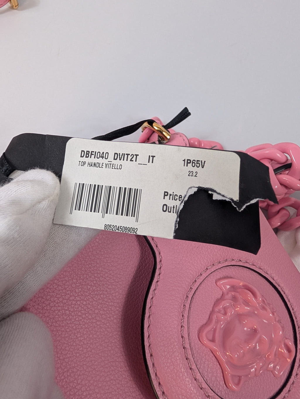 Versace La Medusa Pink Leather Mini Top Handle Bag