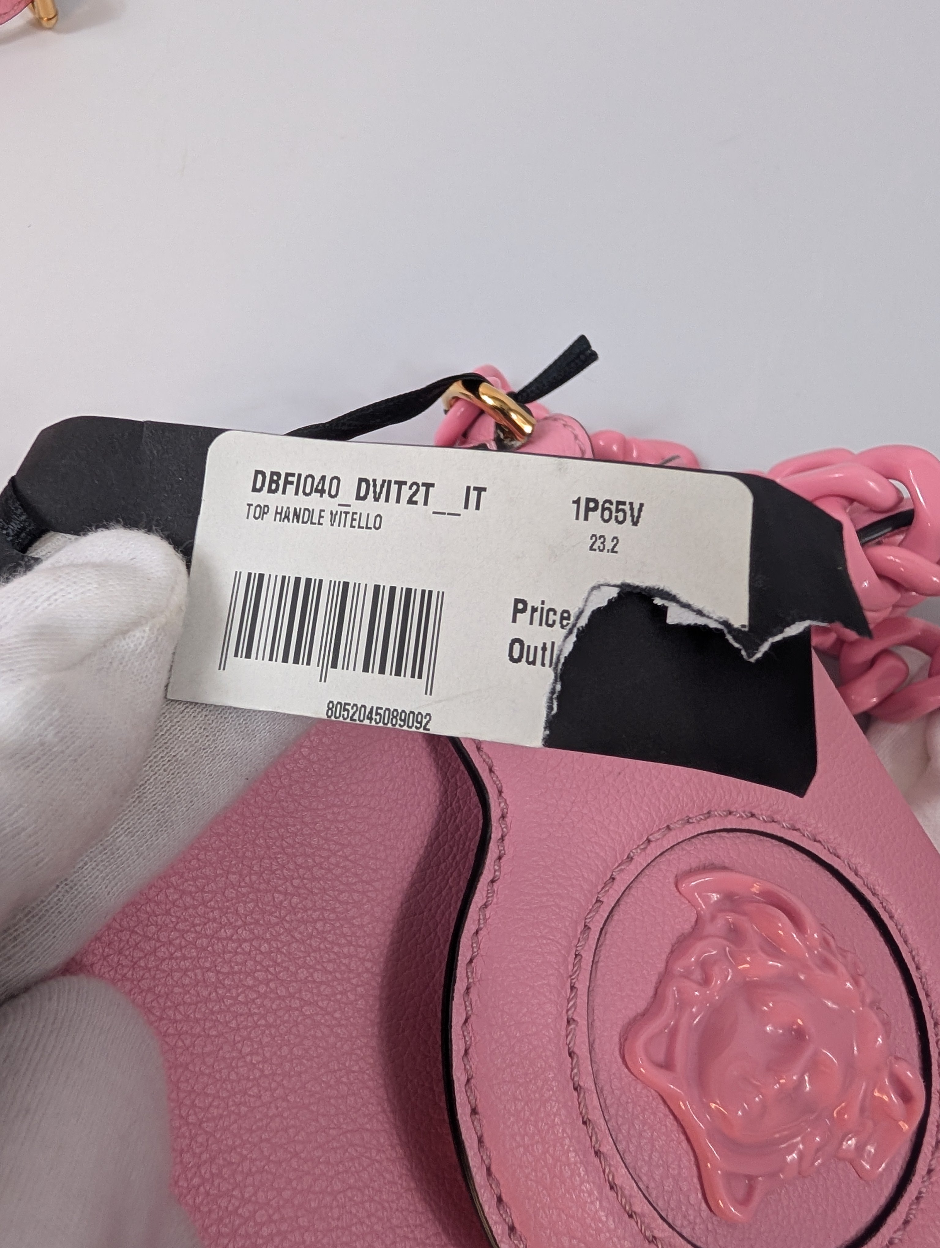 Versace La Medusa Pink Leather Mini Top Handle Bag