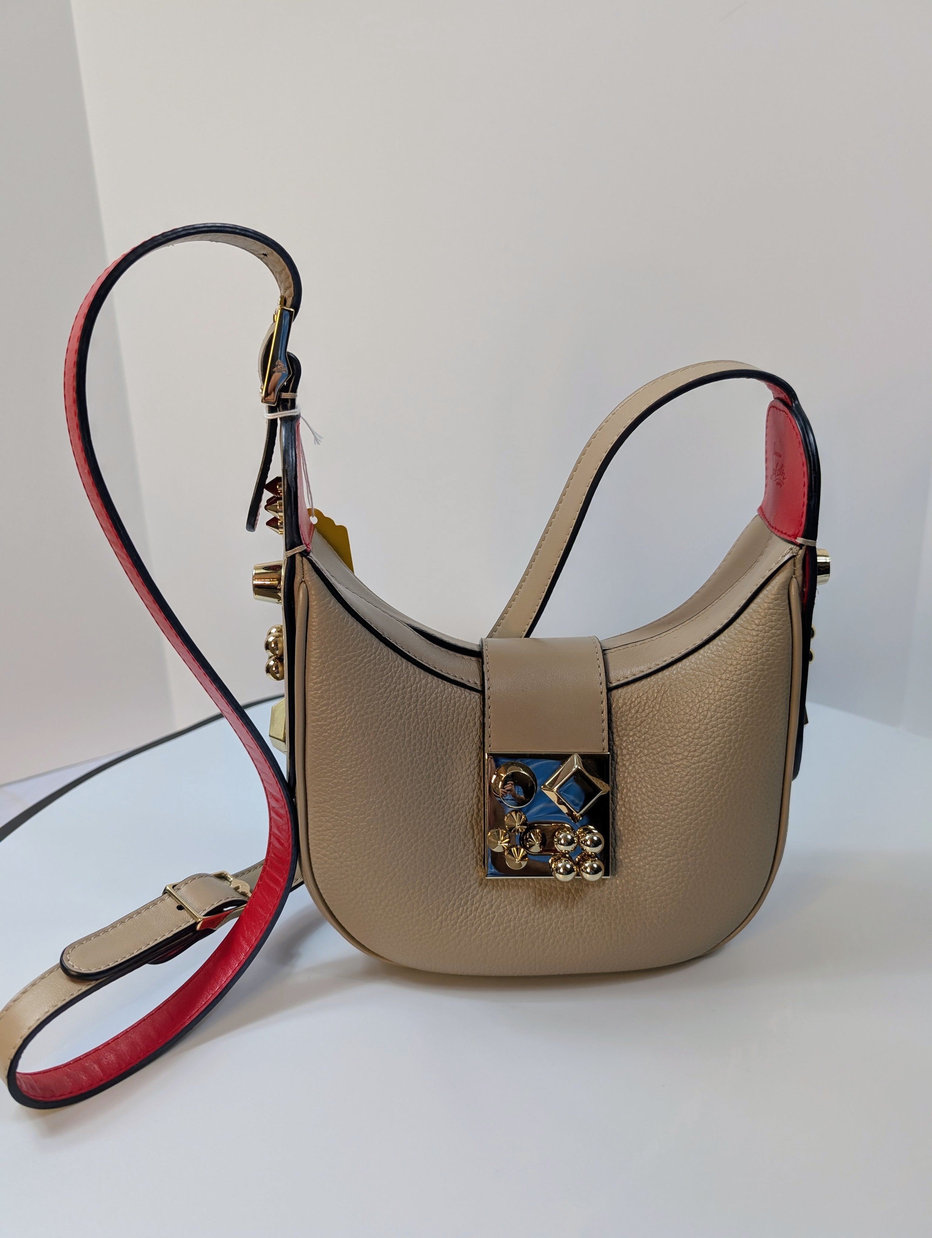 Christian Louboutin Beige Grained Leather Loubifunk Bag