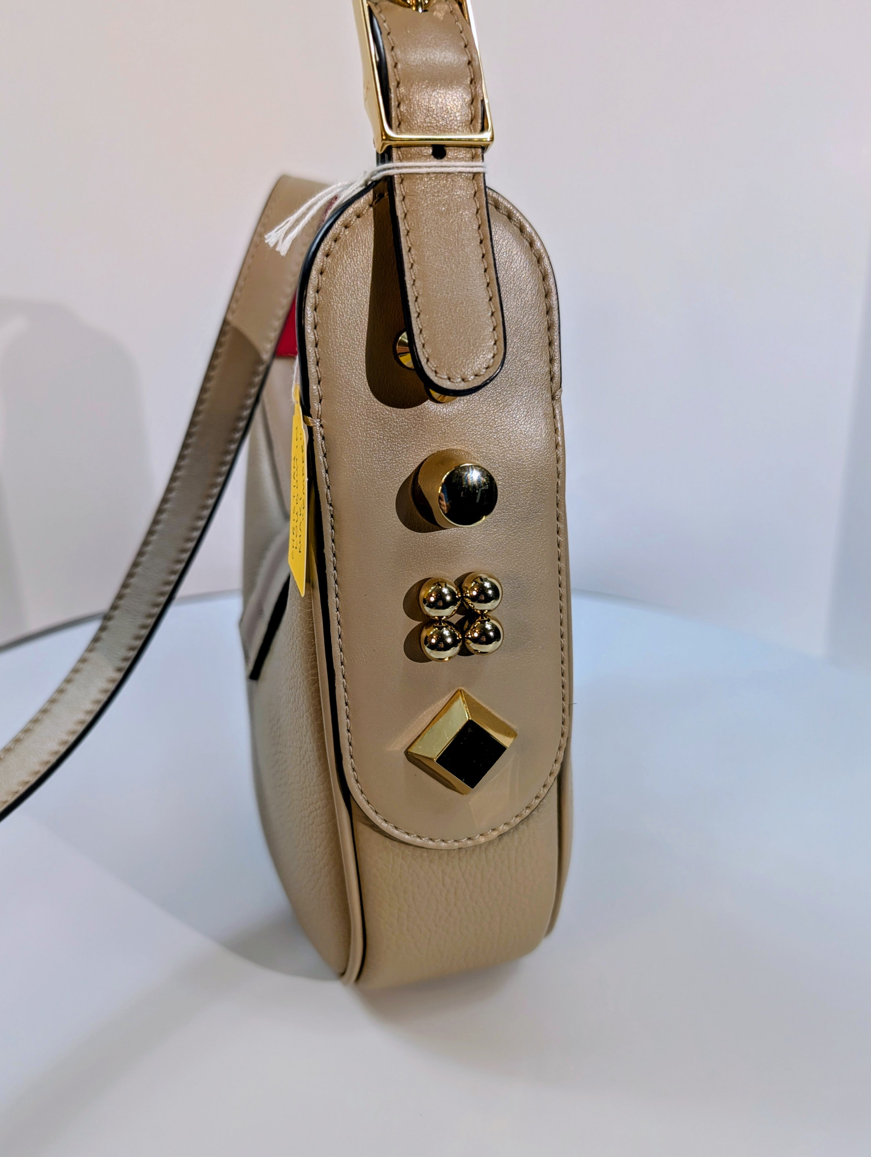 Christian Louboutin Beige Grained Leather Loubifunk Bag