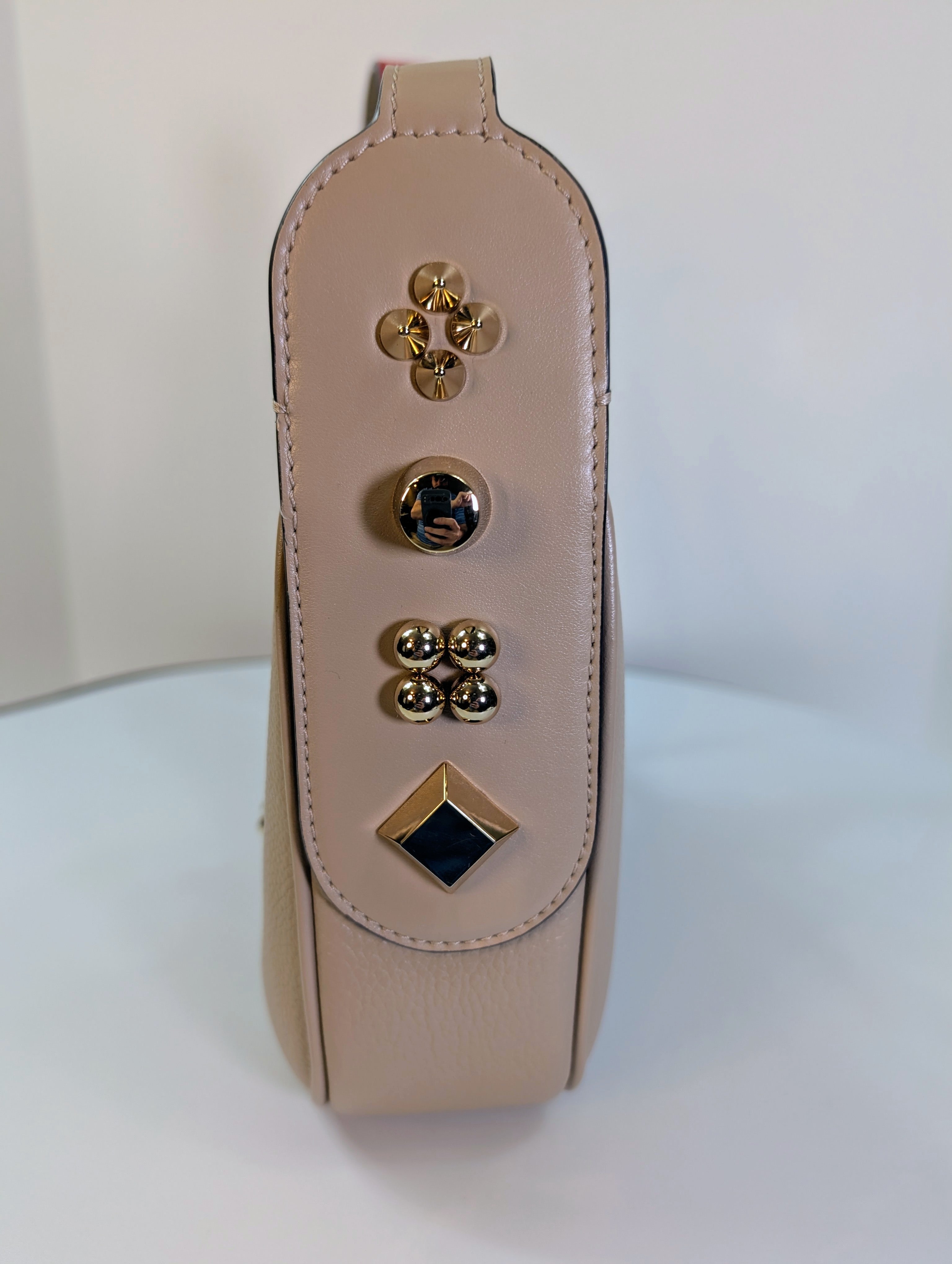 Christian Louboutin Beige Grained Leather Loubifunk Bag