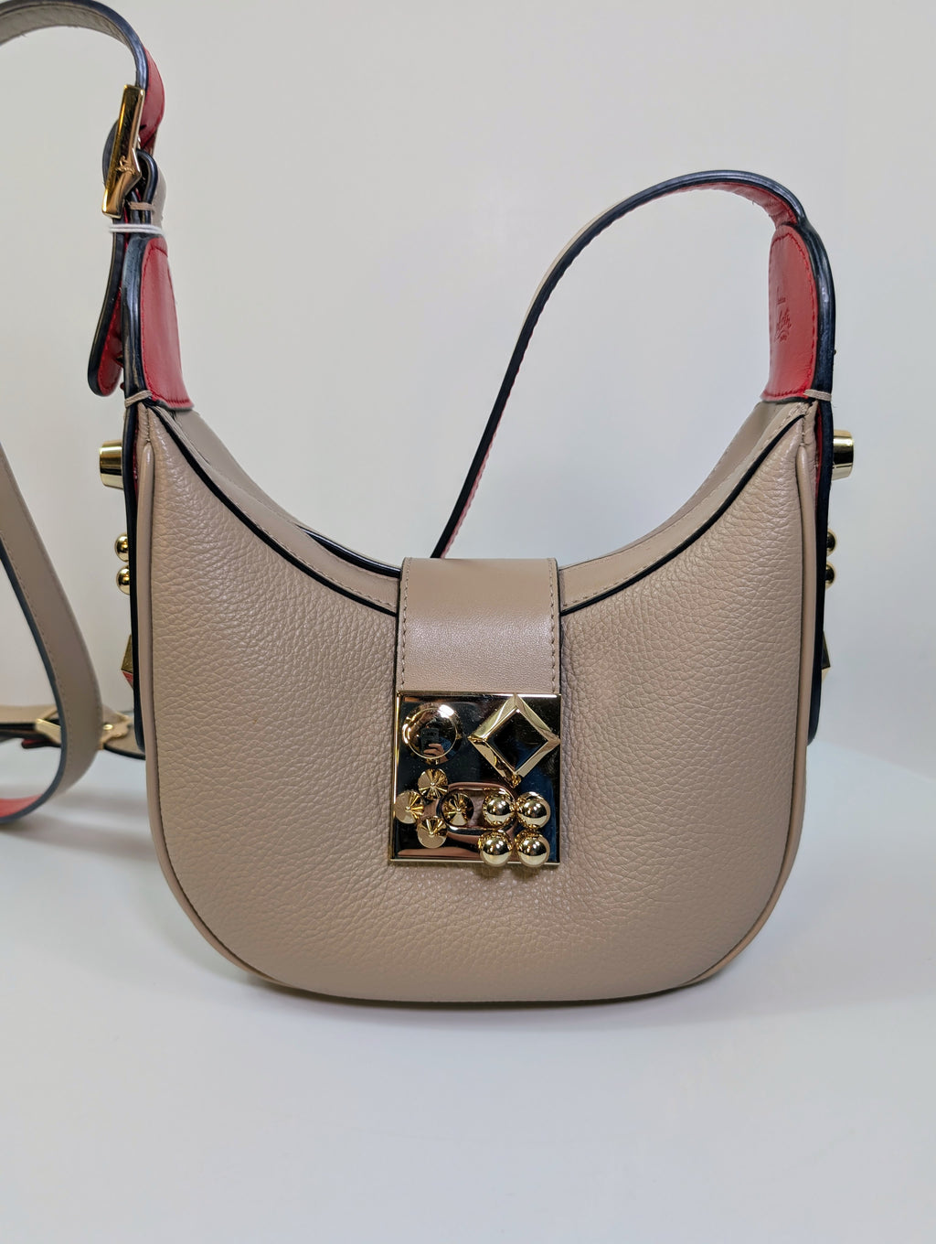 Christian Louboutin Beige Grained Leather Loubifunk Bag