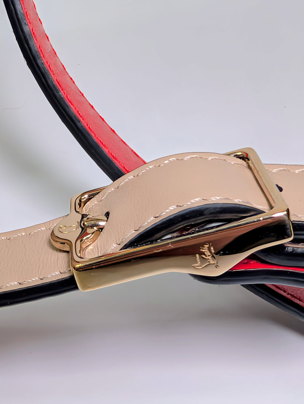 Christian Louboutin Beige Grained Leather Loubifunk Bag