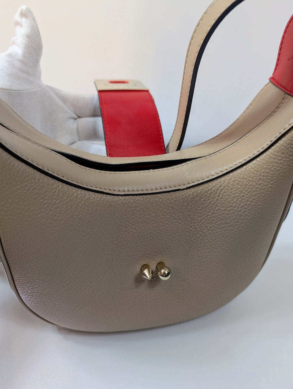 Christian Louboutin Beige Grained Leather Loubifunk Bag