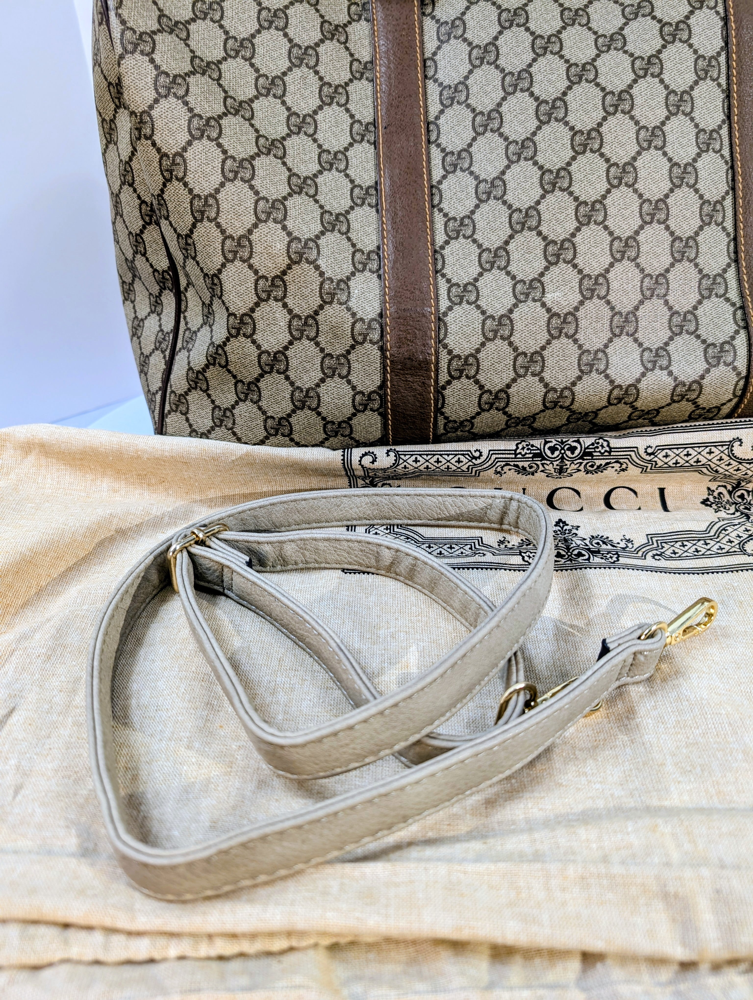Gucci Vintage Boston Bag in GG Supreme Coated Canvas