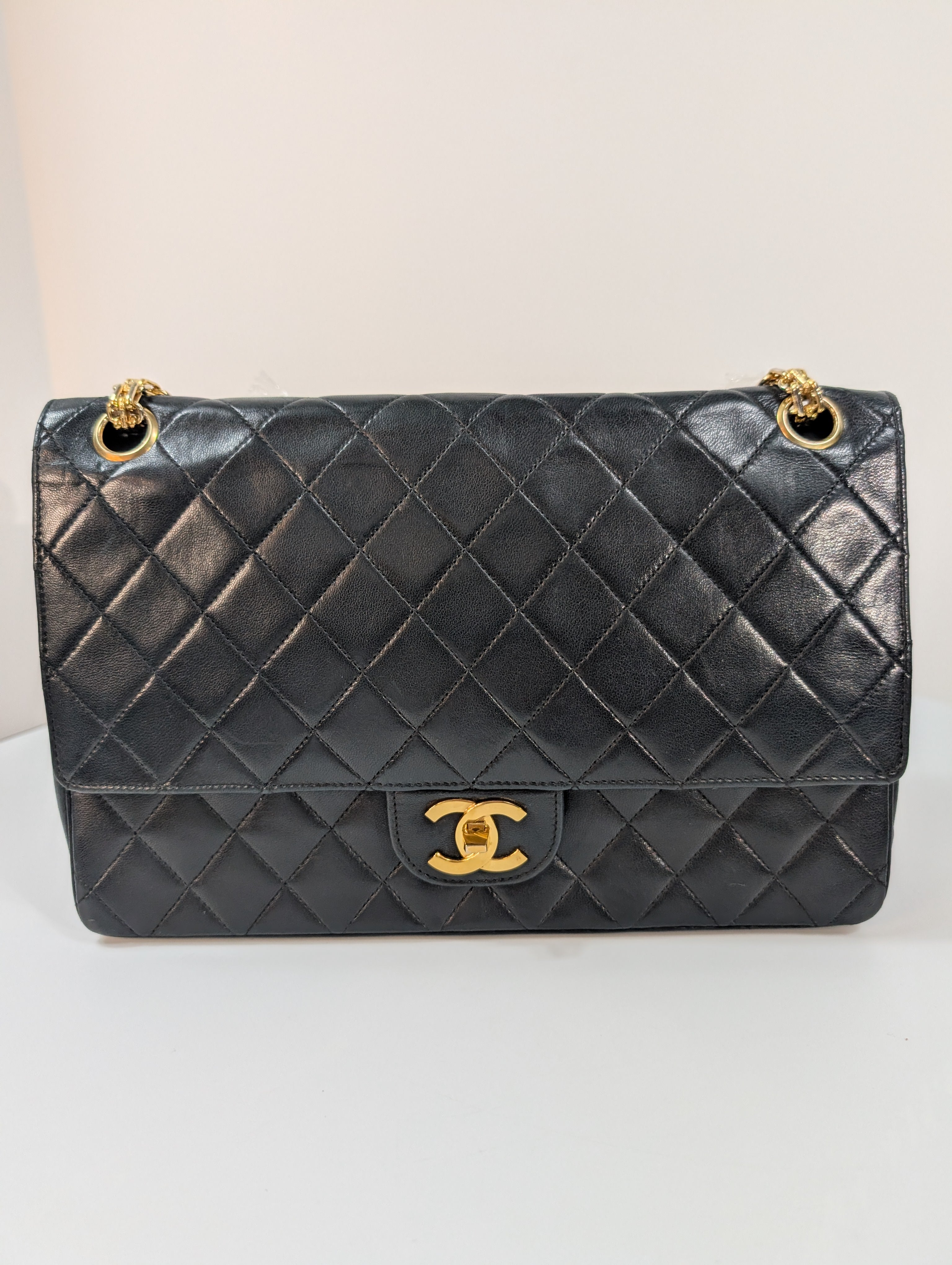 Chanel Rare Vintage Classic Black Lambskin Double Flap (1985)