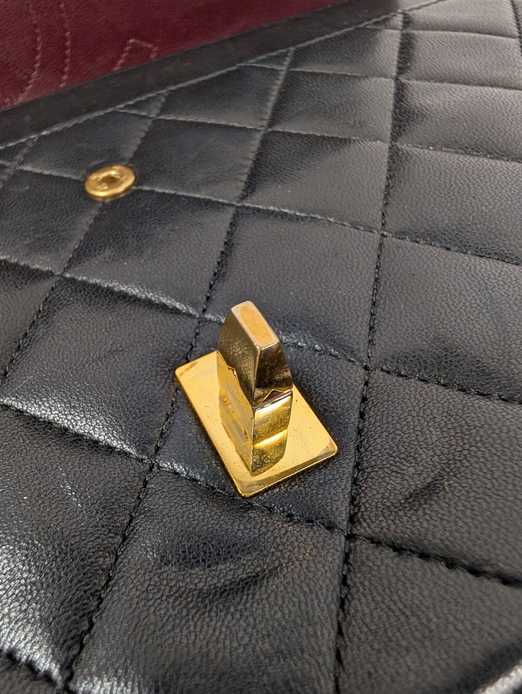 Chanel Rare Vintage Classic Black Lambskin Double Flap (1985)