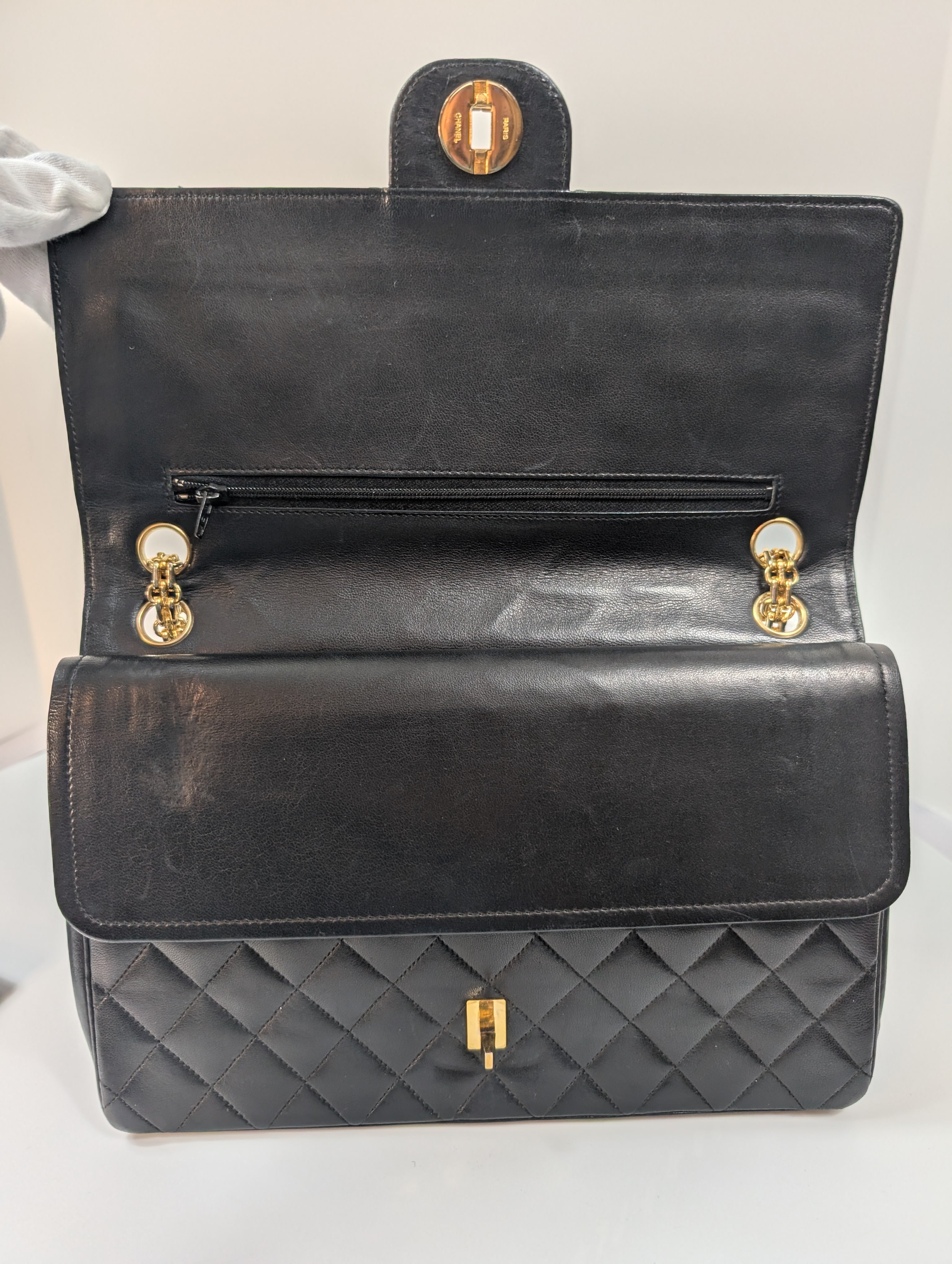 Chanel Rare Vintage Classic Black Lambskin Double Flap (1985)