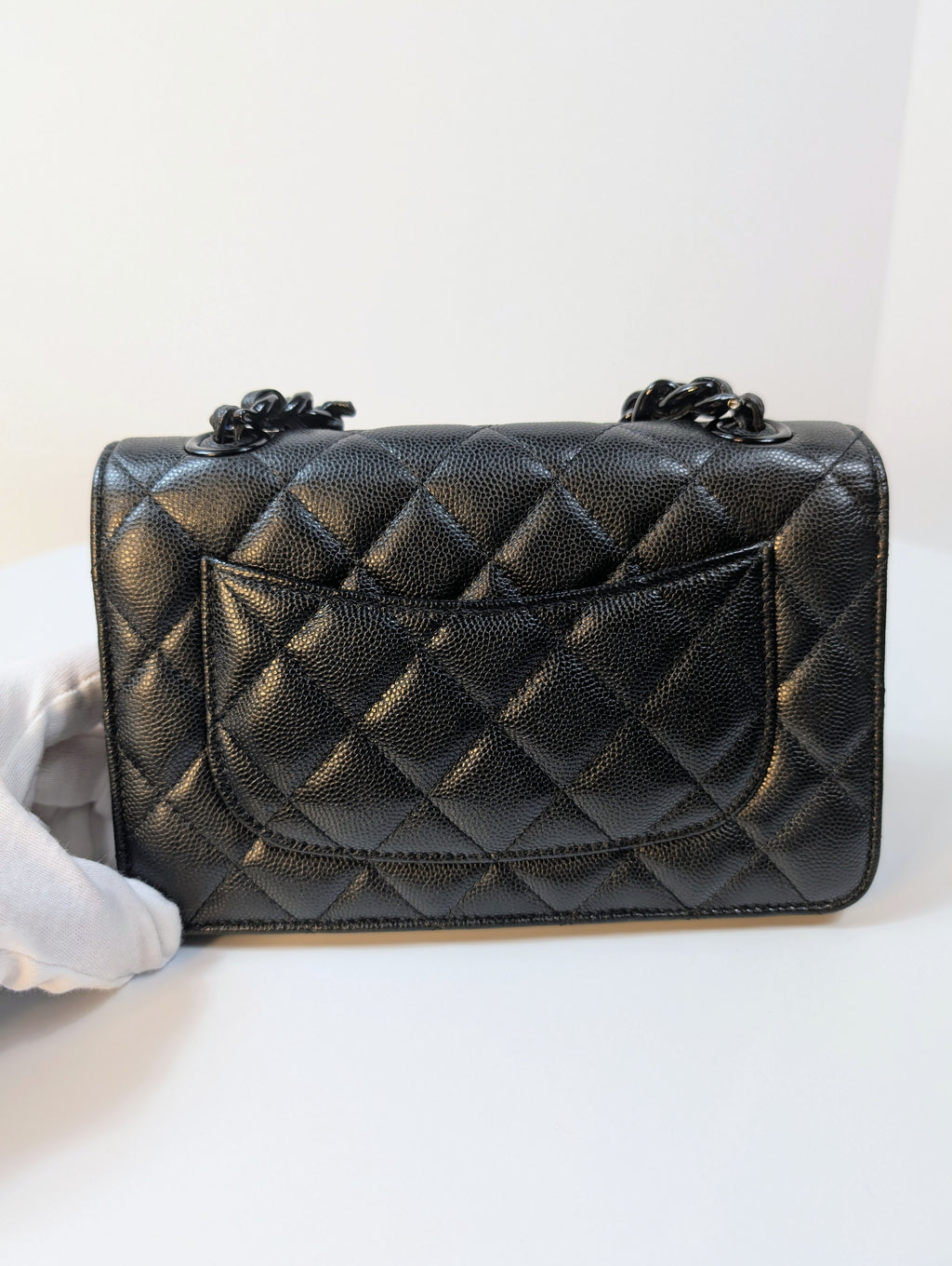 Chanel "So Black" Quilted Caviar Leather Wallet on Chain (WOC)