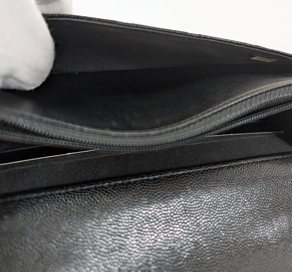 Chanel "So Black" Quilted Caviar Leather Wallet on Chain (WOC)