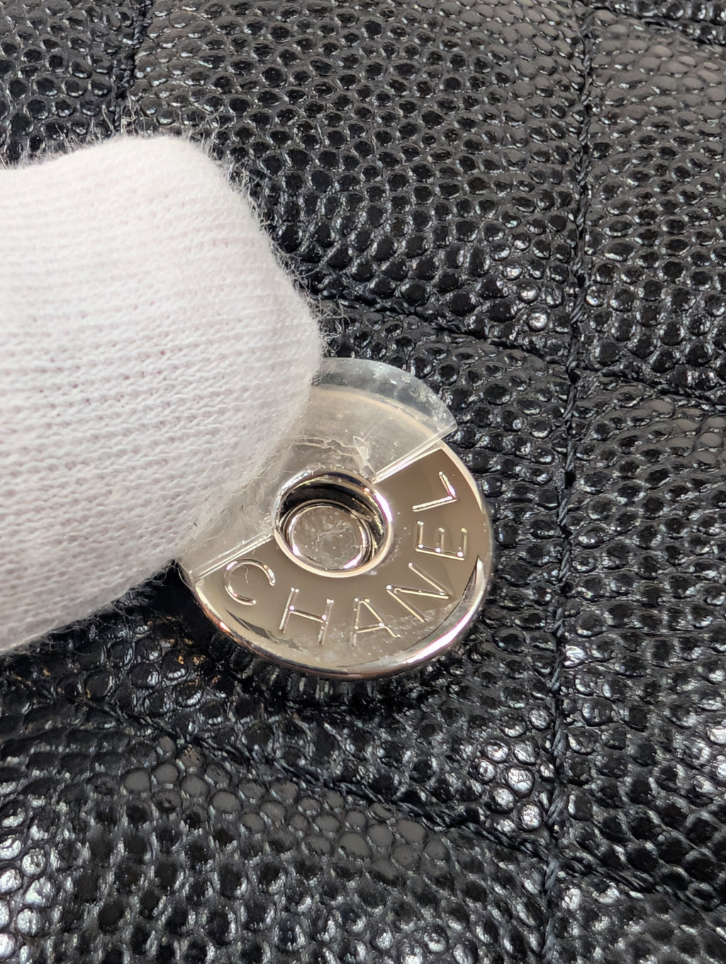 Chanel "So Black" Quilted Caviar Leather Wallet on Chain (WOC)