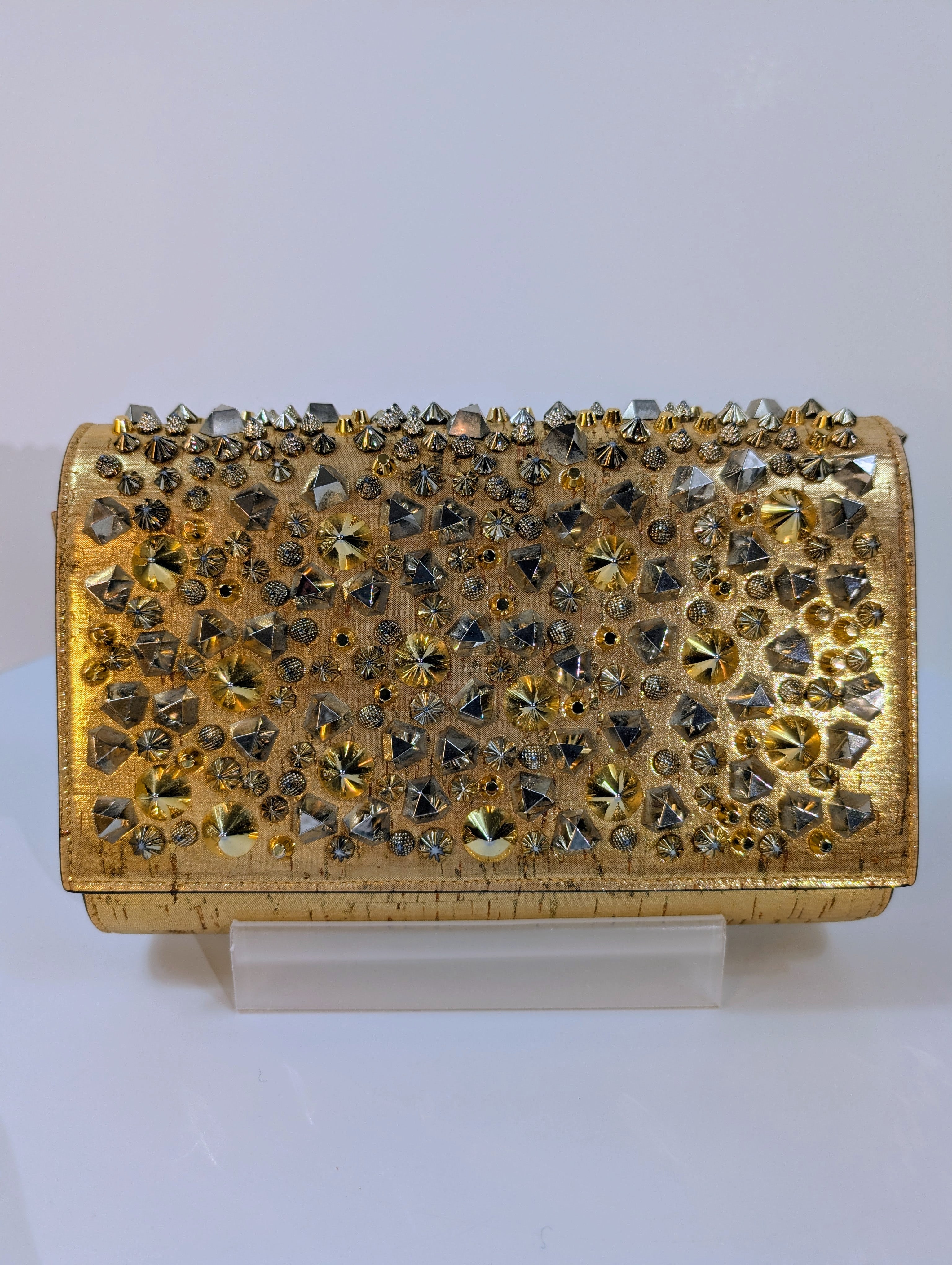 Christian Louboutin Gold "Sweet Charity" Clutch with Chain