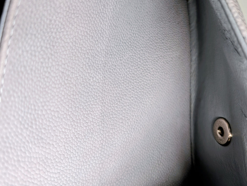 Chanel Classic Jumbo Light Gray Blue Quilted Caviar Double Flap Bag