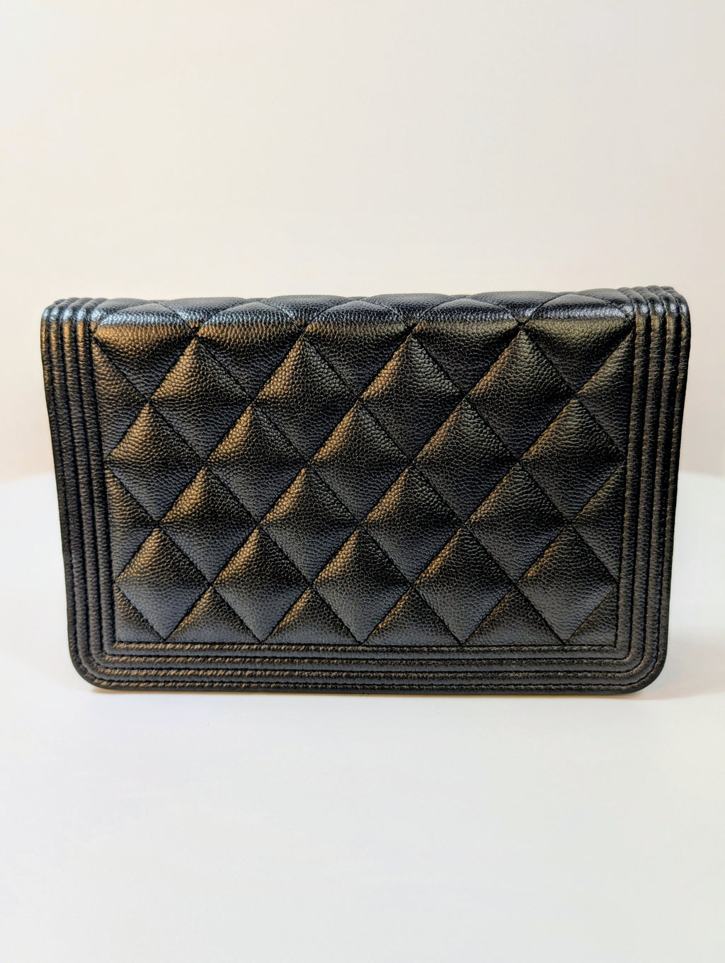 Chanel So Black Quilted Caviar Boy Wallet on Chain (WOC)