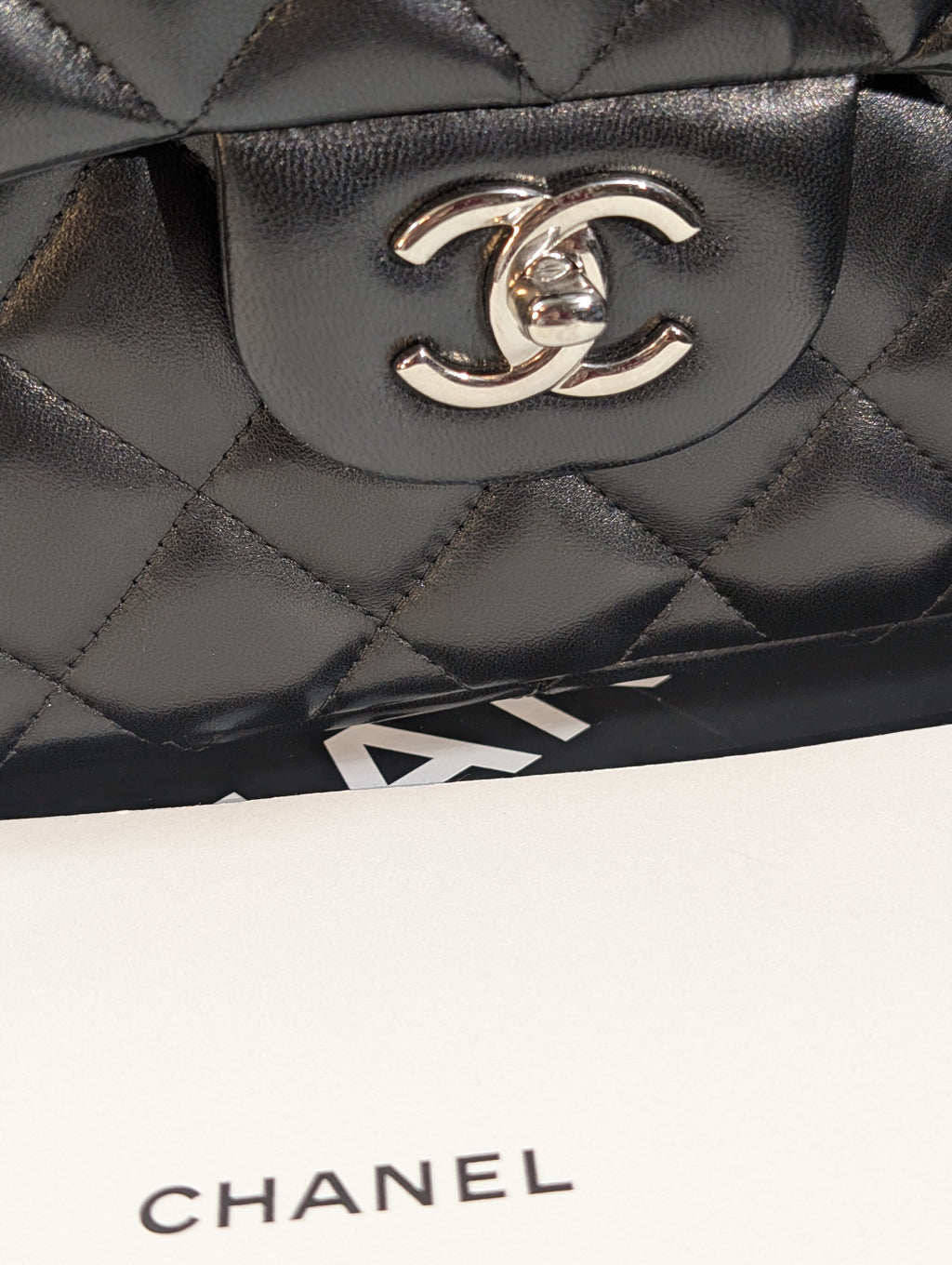 Chanel Black Classic Jumbo Double Flap Lambskin Bag
